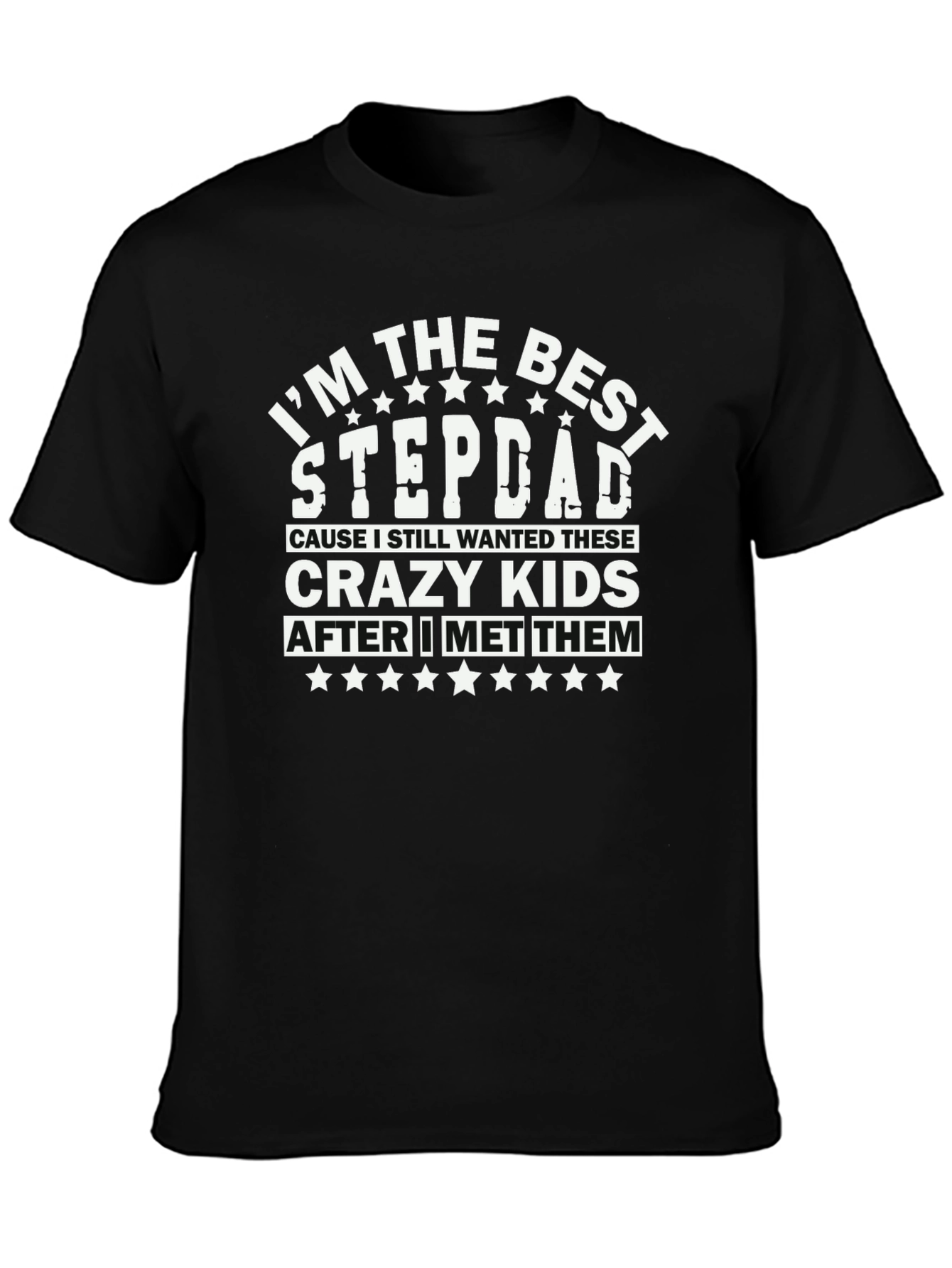 Black Best Stepdad T-Shirt - Funny Family Tee view 3