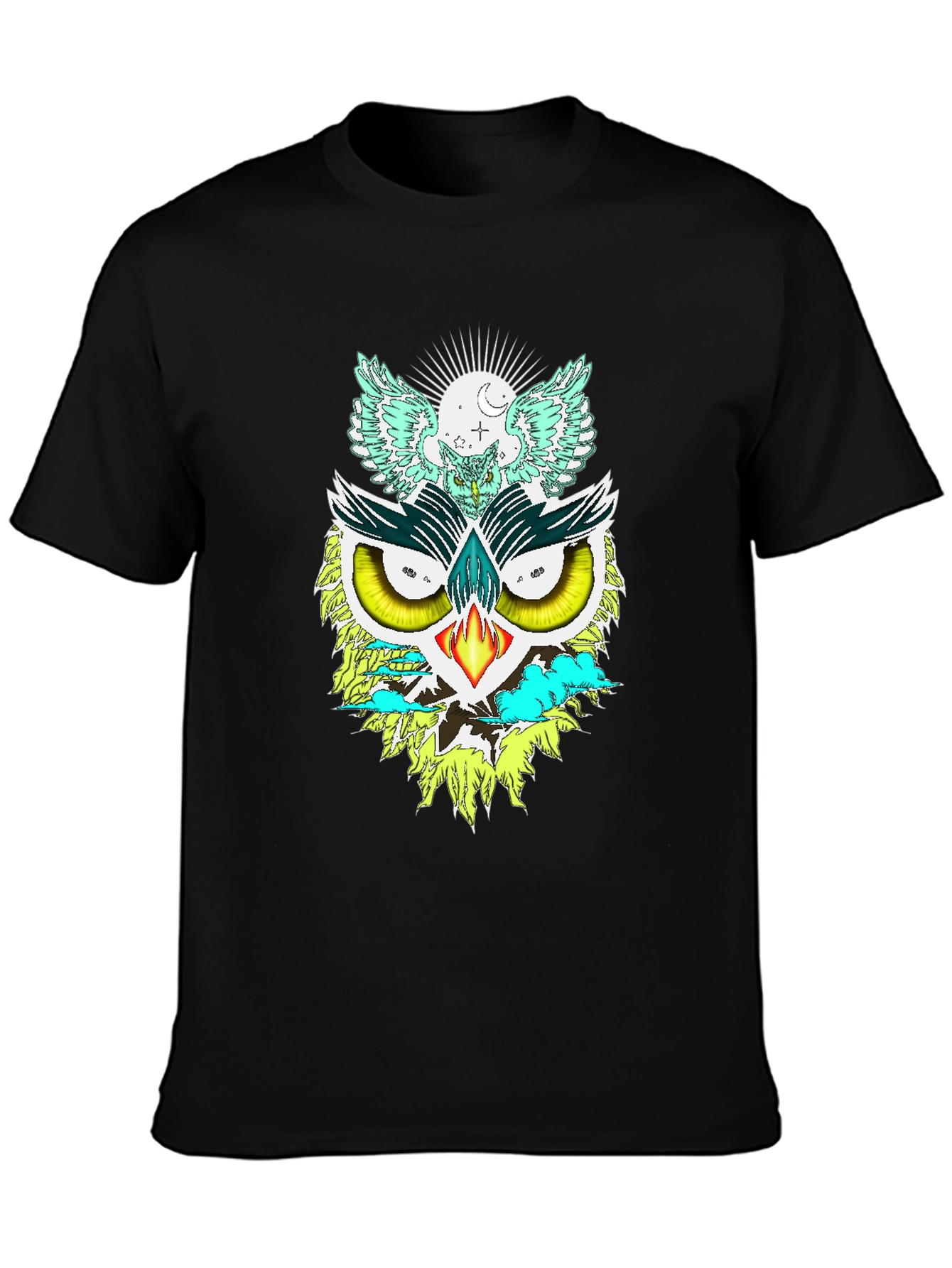 Black Unique Owl Graphic Print Tee view 3