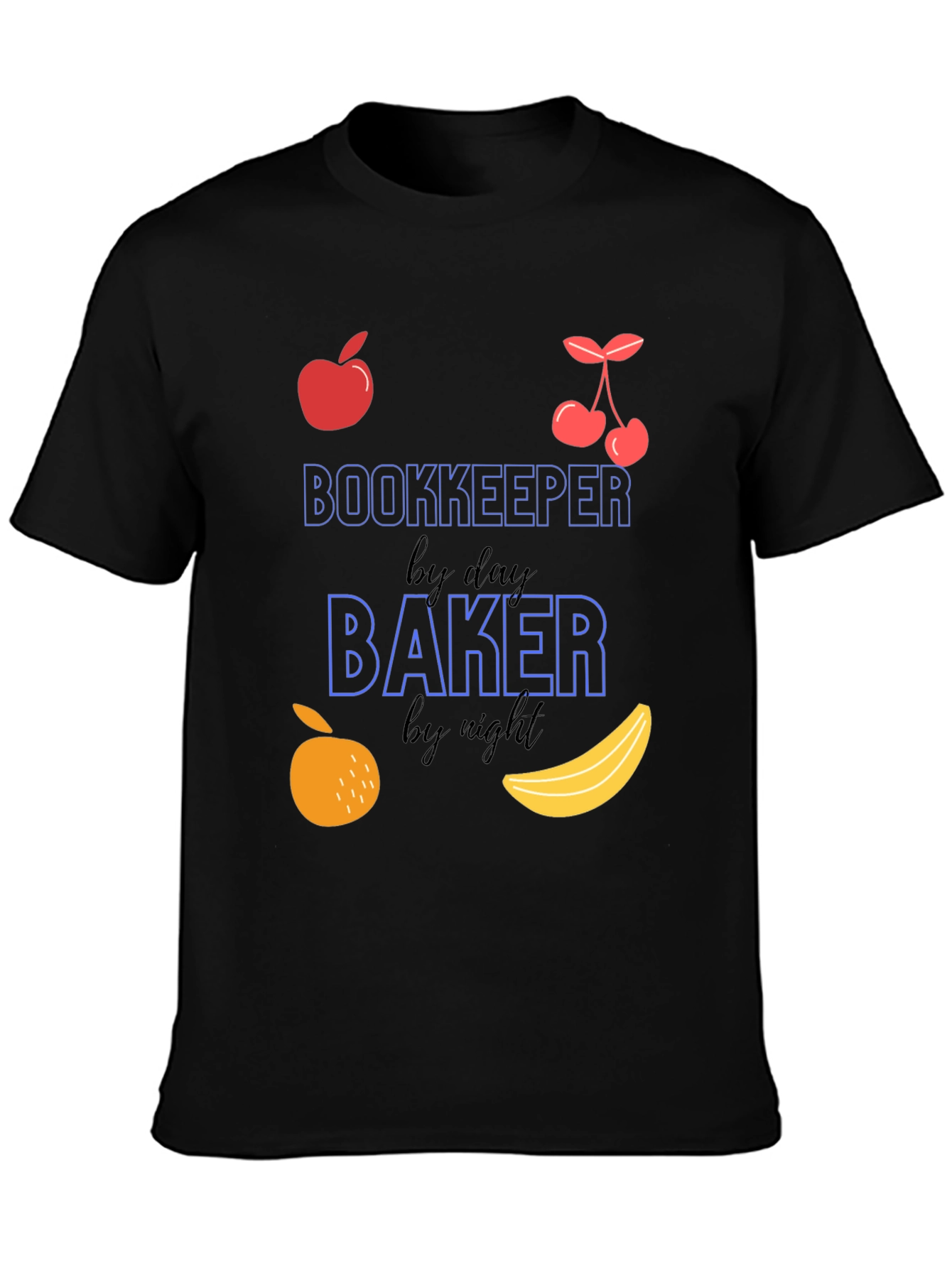 Black Bookkeeper by Day Baker by Night Funny T-Shirt view 3