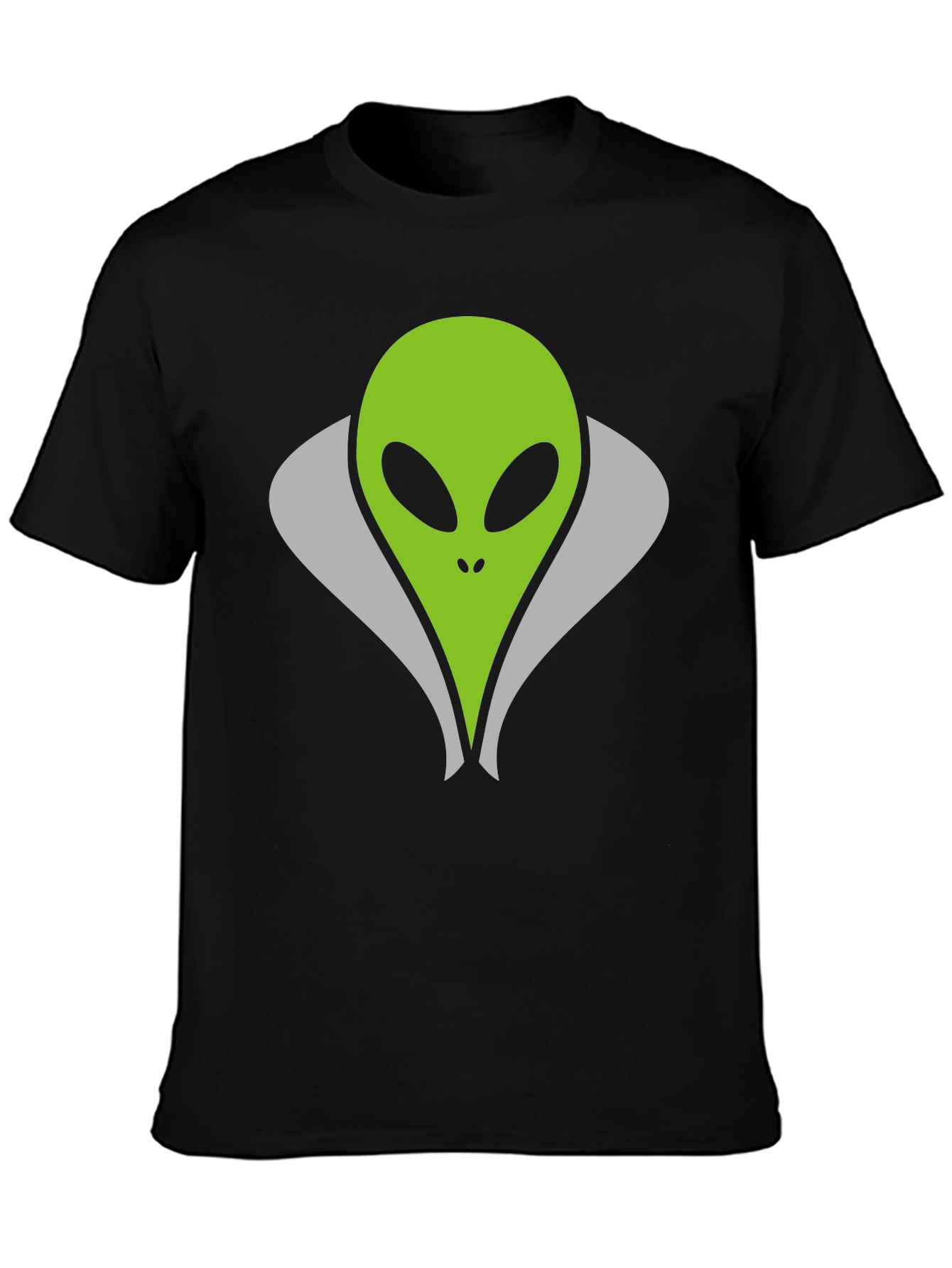Black Alien Head Graphic Tee - Black Cotton T-Shirt view 3