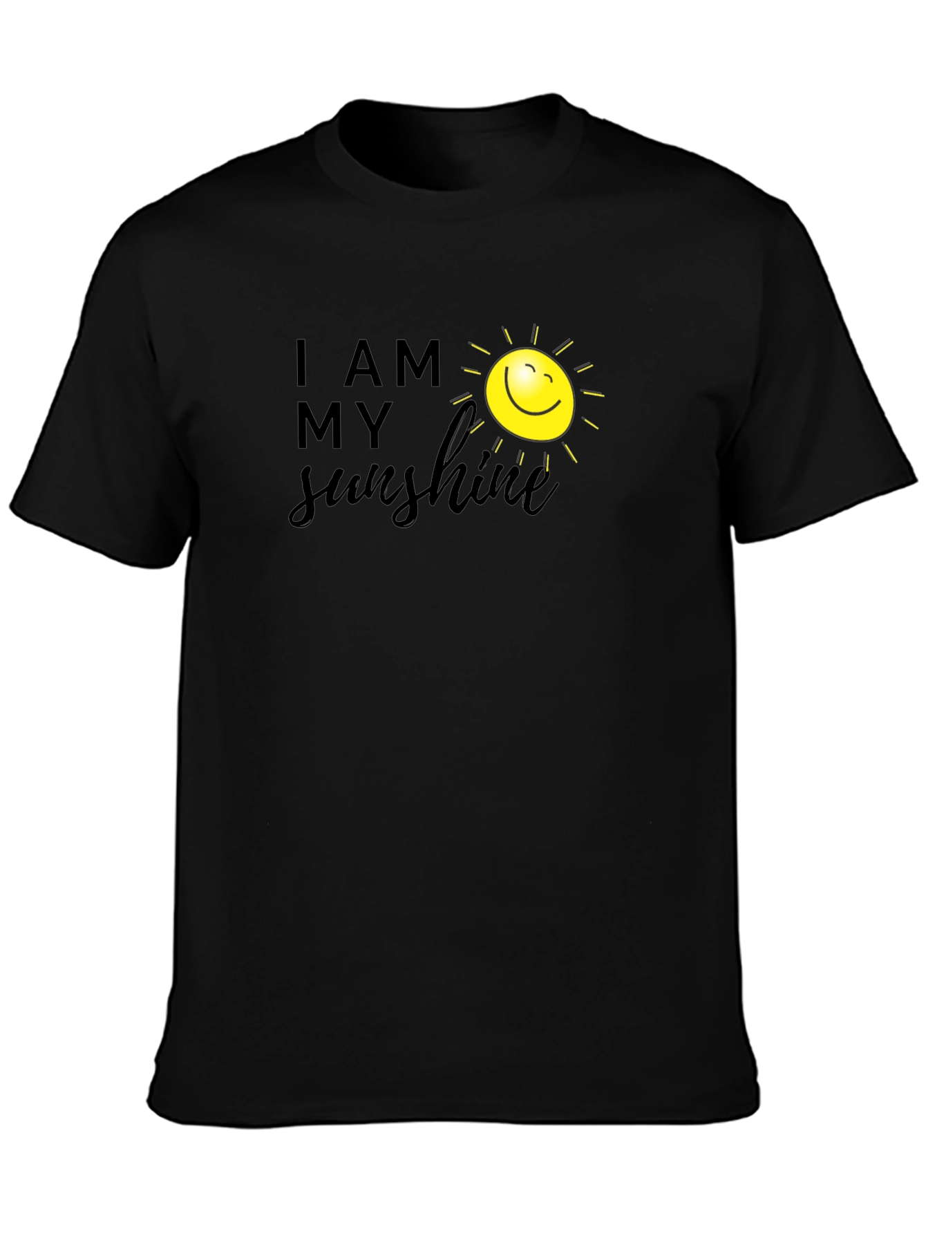 Black I Am My Sunshine Graphic Tee - Black Cotton T-Shirt view 3