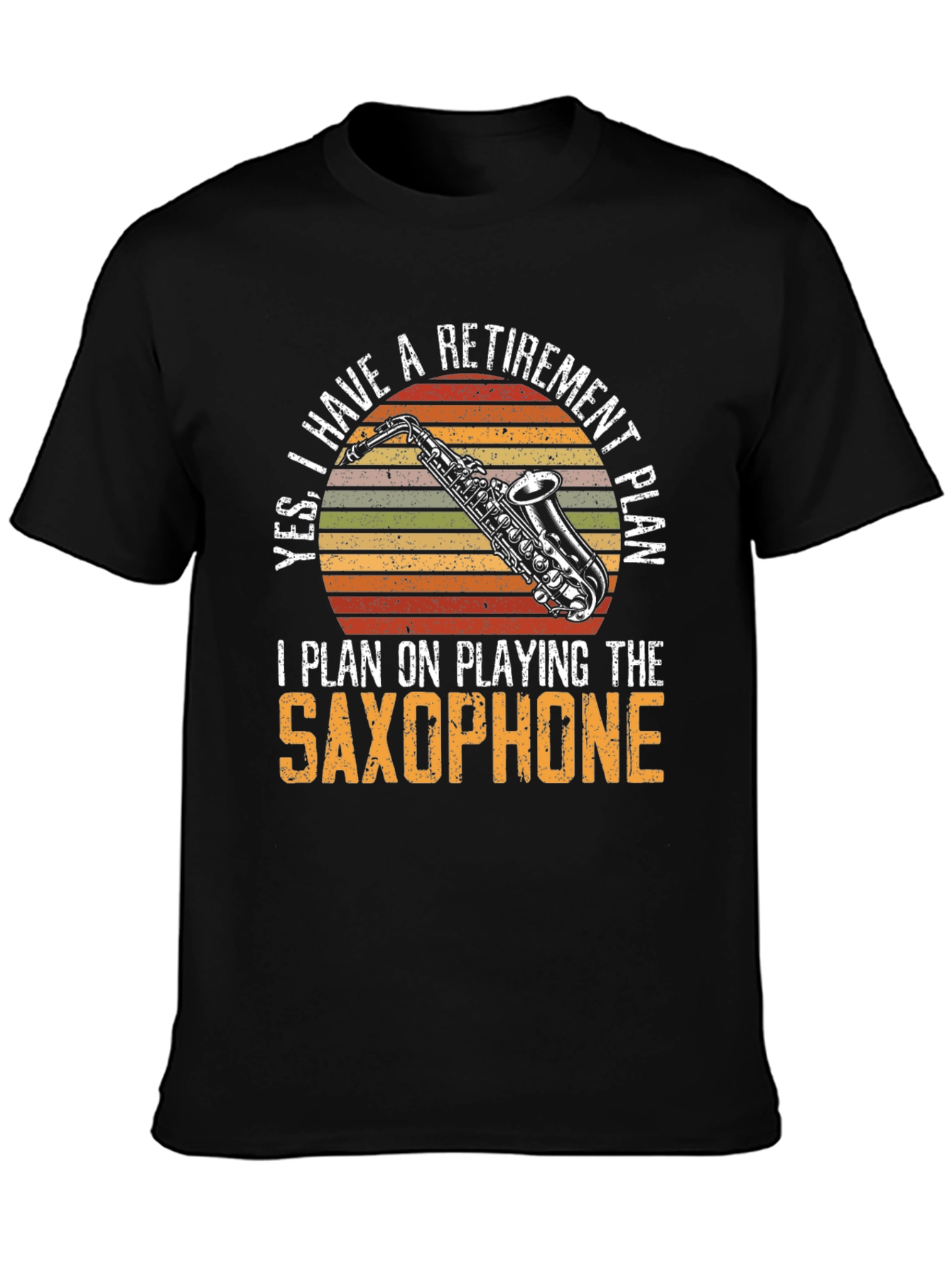 Black Retirement Saxophone T-Shirt - Musician Gift Tee view 3