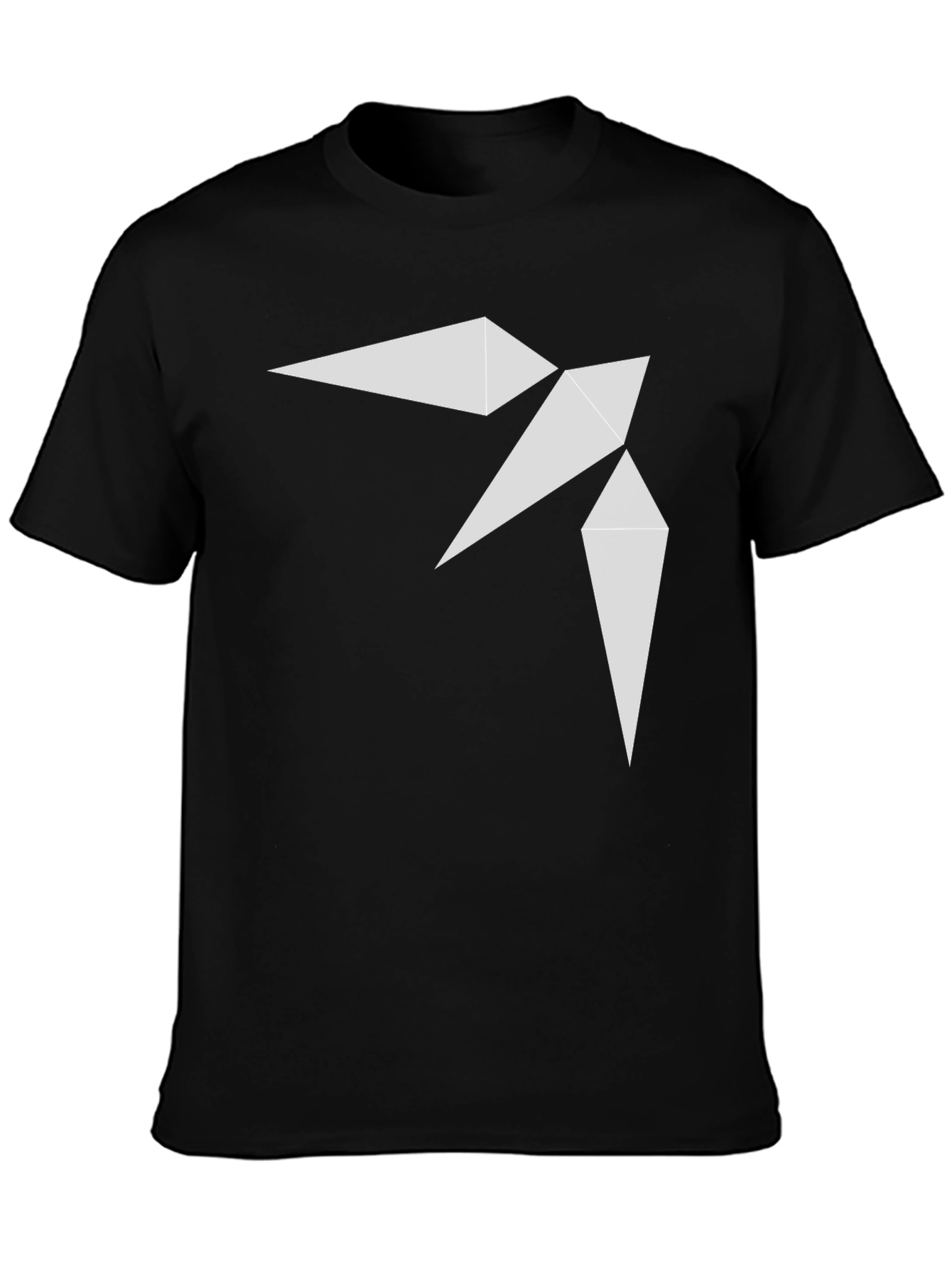 Black Geometric Bird Print Black T-Shirt view 3
