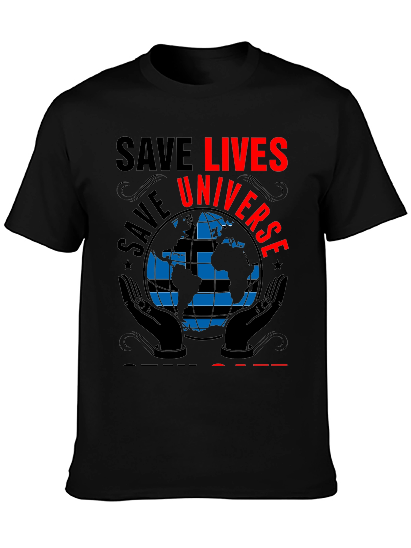 Black Save Lives Save Universe Graphic T-Shirt view 3