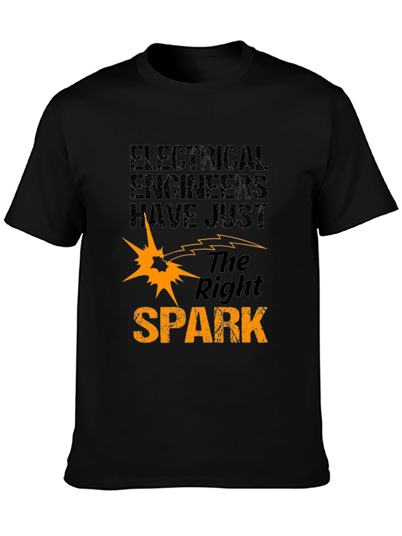 Black Electrical Engineer 'Right Spark' Graphic T-Shirt view 3