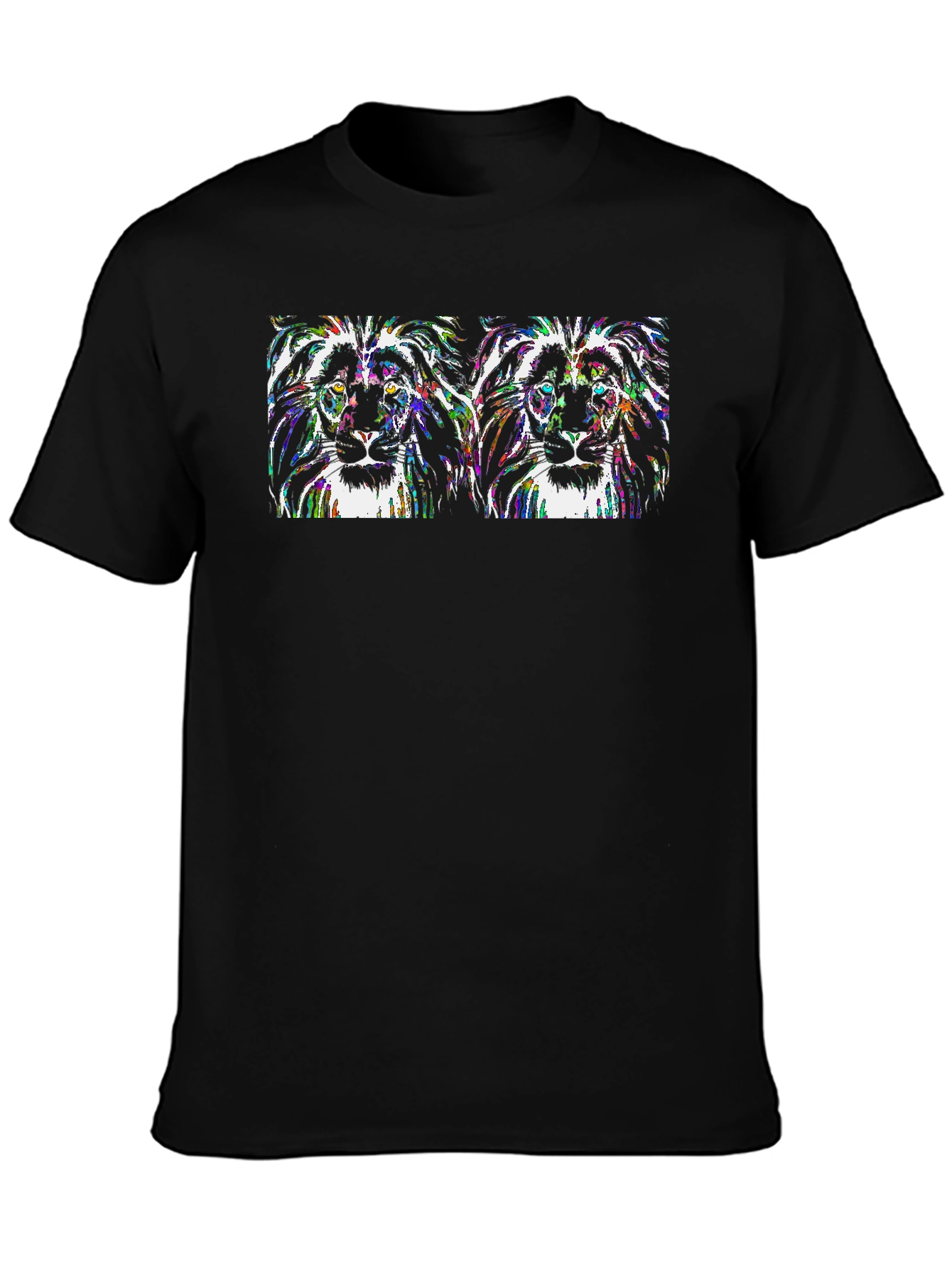 Black Lion Head Graphic T-Shirt - Black view 3