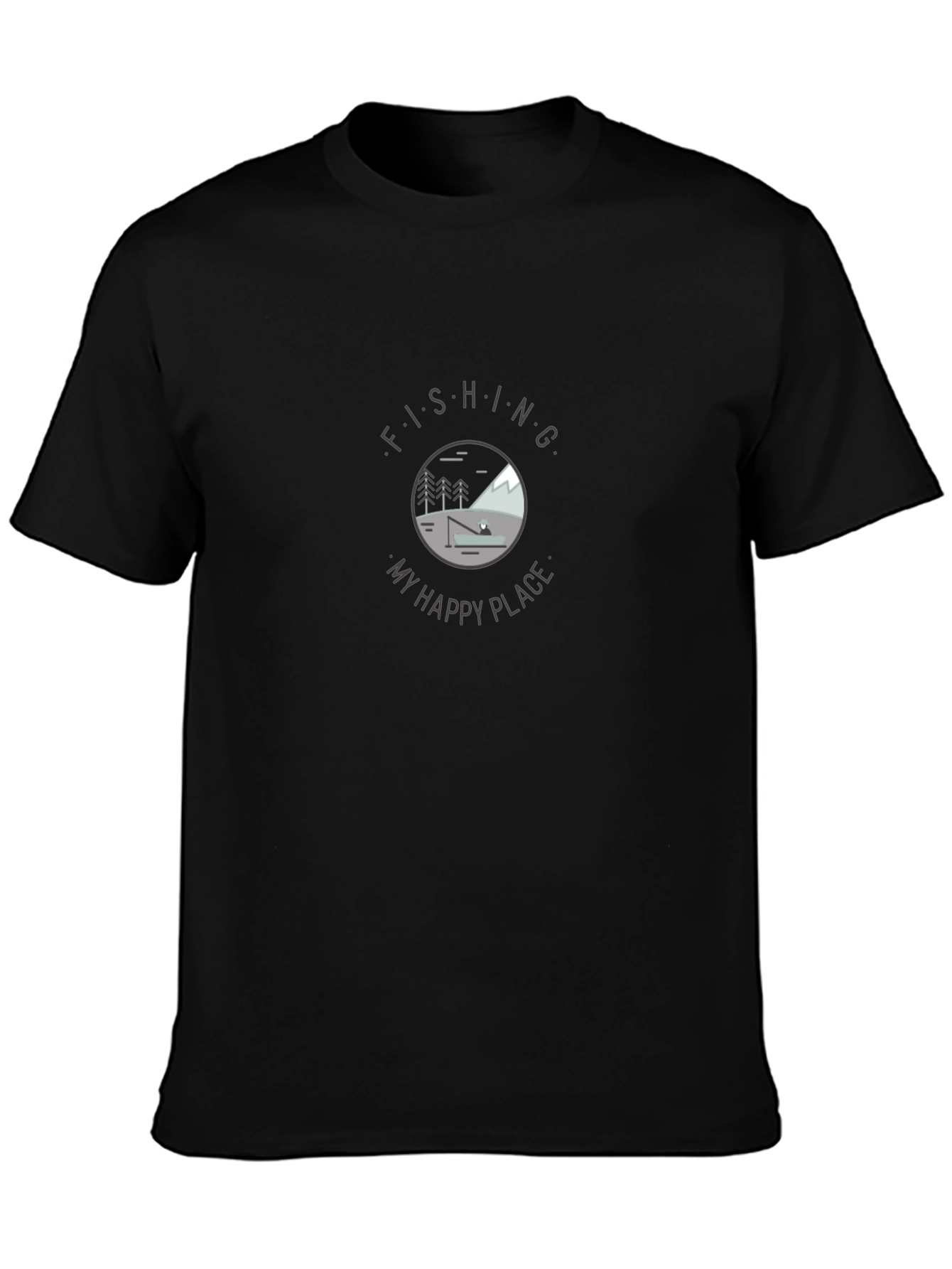 Black Fishing My Happy Place Black Graphic Tee view 3