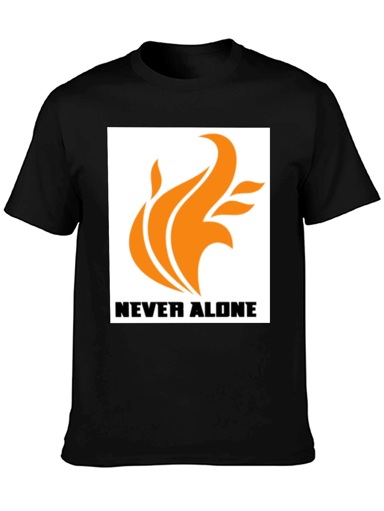 Black Never Alone Graphic Black T-Shirt view 3