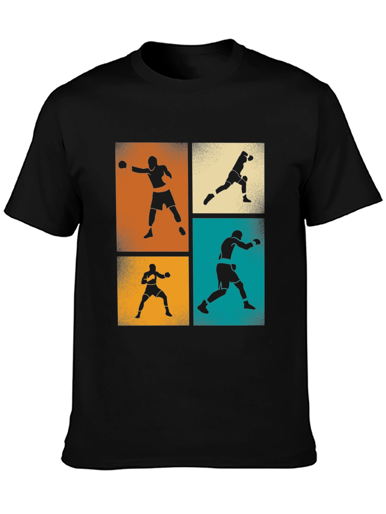 Black Retro Boxing Silhouette T-Shirt - Fighter Graphic Tee view 3