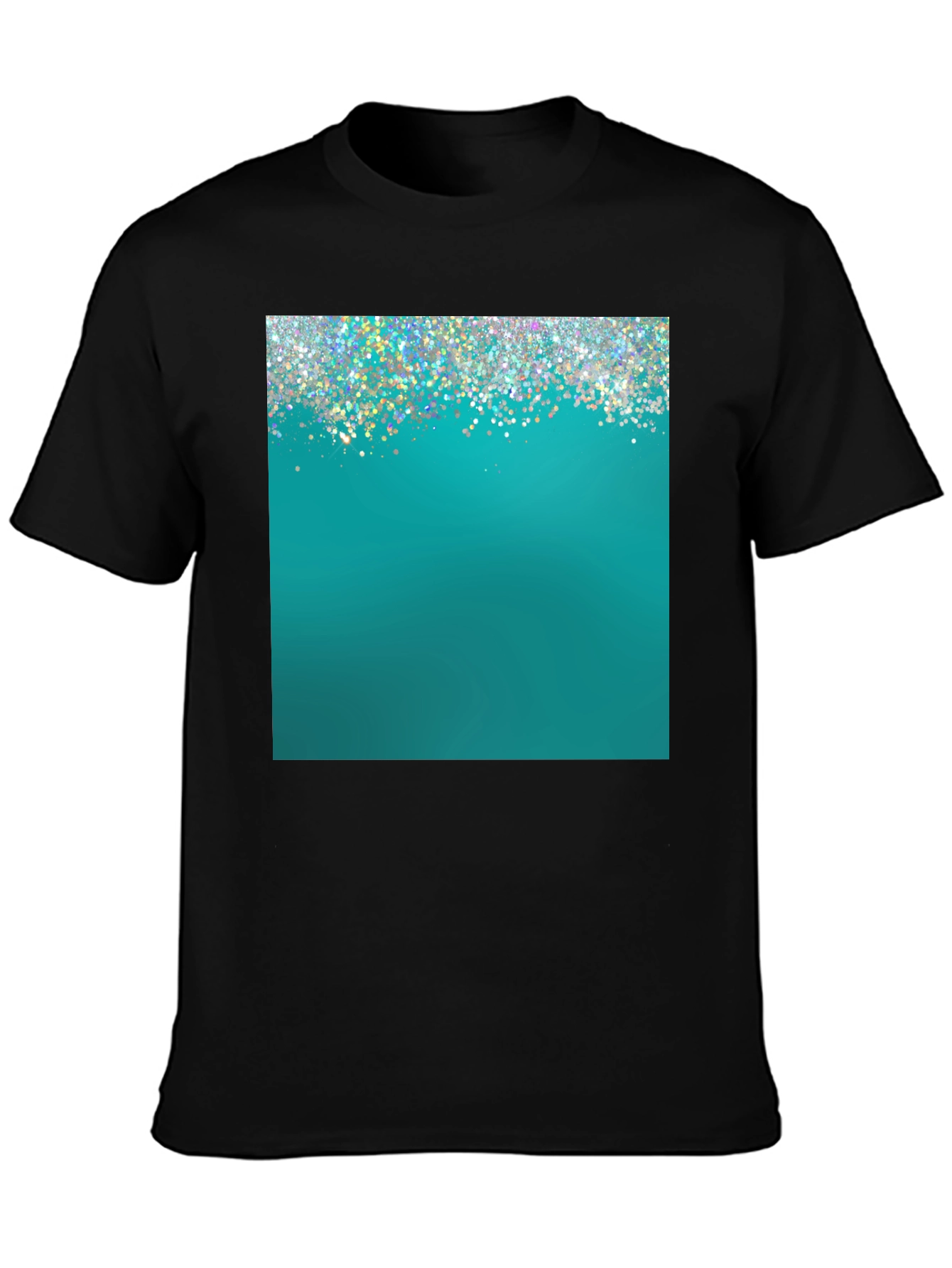 Black Teal Sparkle Graphic Tee - Modern Style view 3