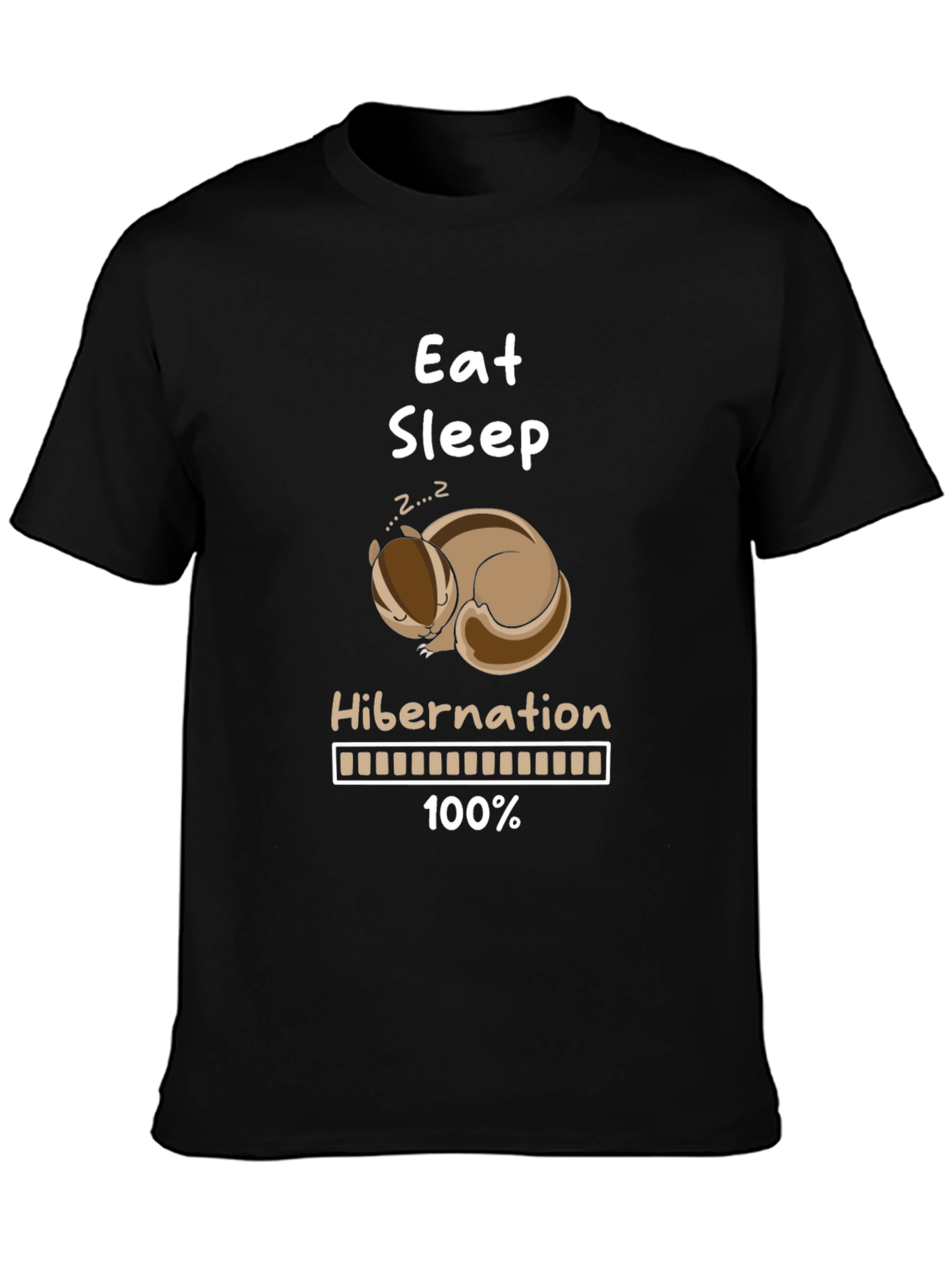 Black Eat Sleep Hibernation T-Shirt Funny Animal Lover Tee view 3