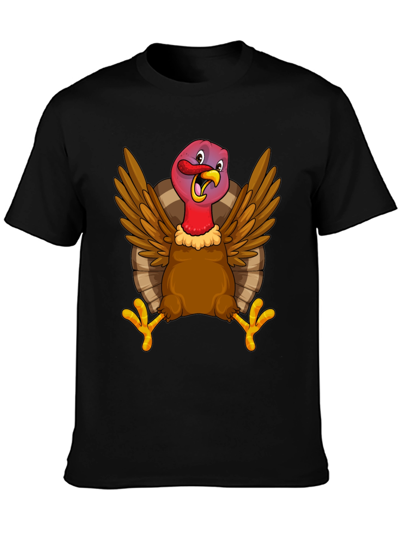 Black Funny Turkey Graphic Tee - Thanksgiving Holiday T-Shirt view 3