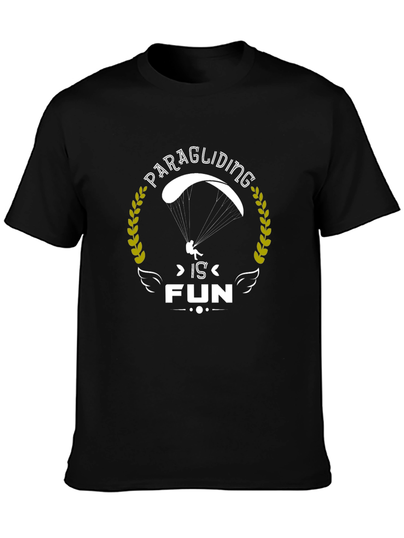 Black Paragliding is Fun Graphic Tee - Black Cotton T-Shirt view 3