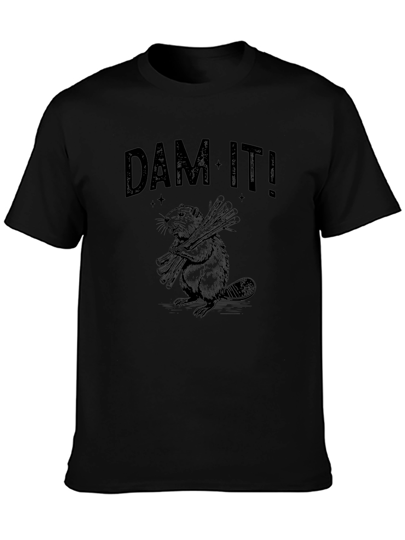 Black Dam It! Beaver Graphic Novelty T-Shirt view 3