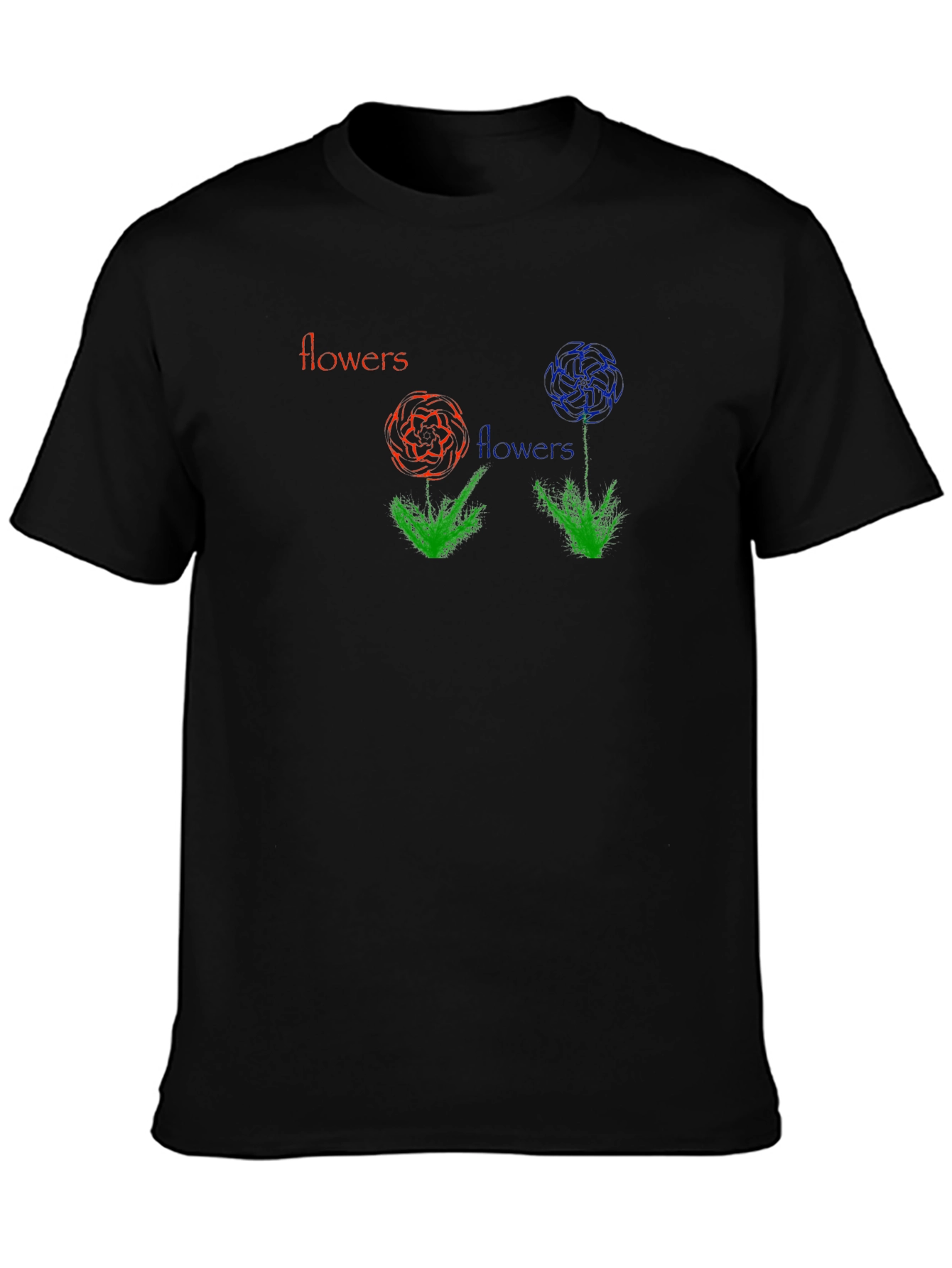 Black Flowers Graphic Print Black T-Shirt view 3