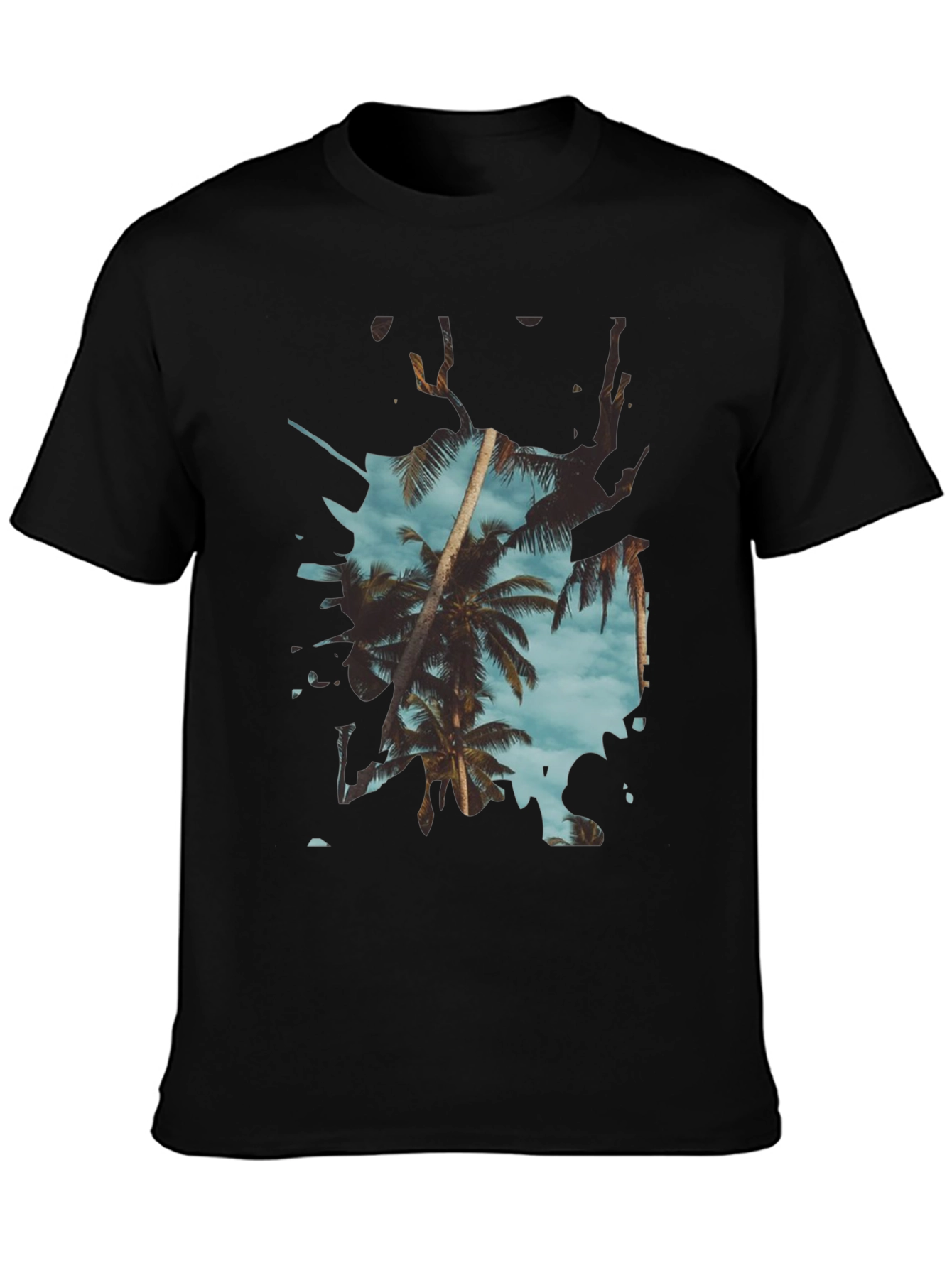Black Tropical Palm Tree Graphic Tee - Summer Vibes view 3