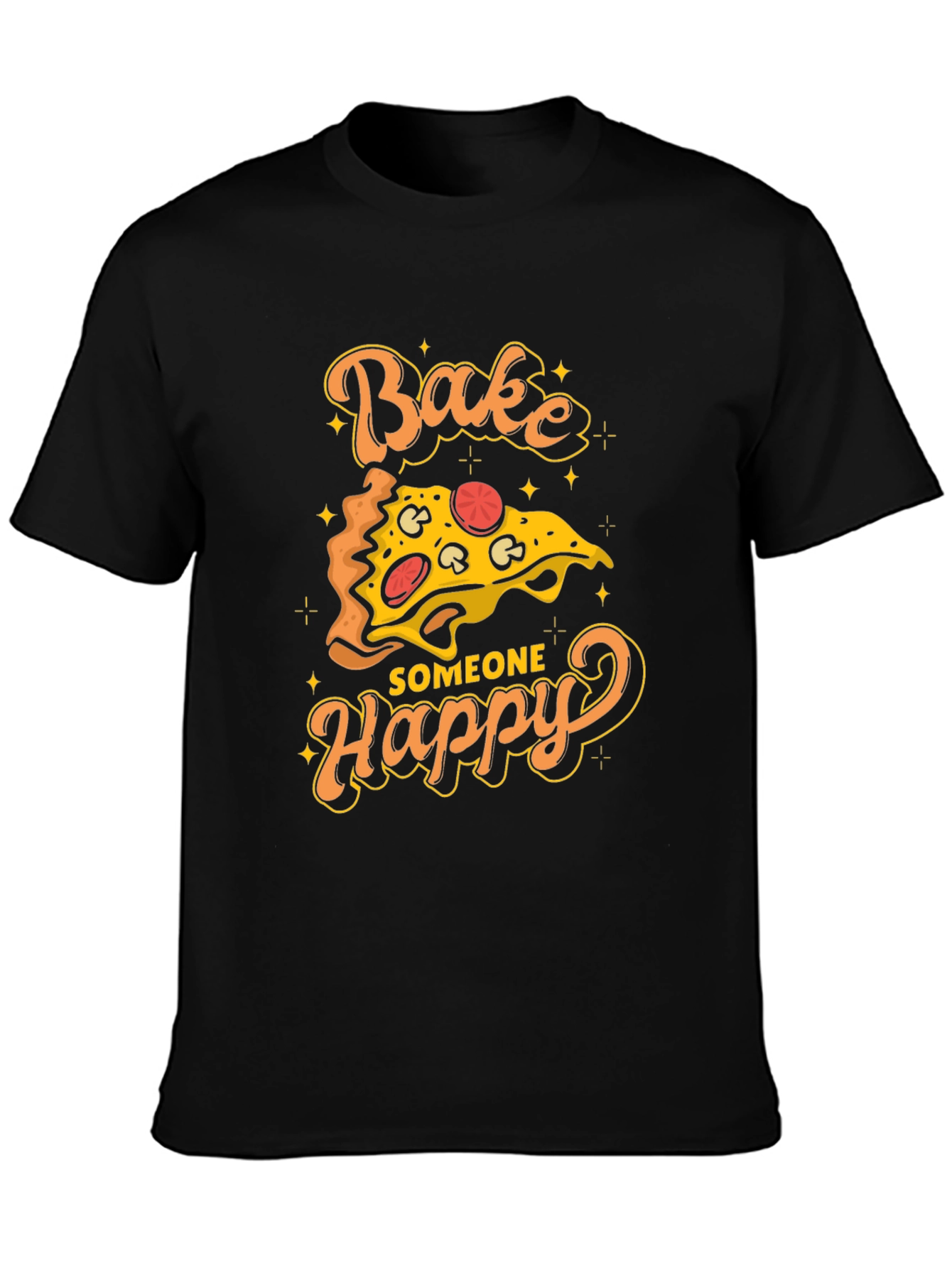 Black Bake Someone Happy Pizza Graphic T-Shirt view 3