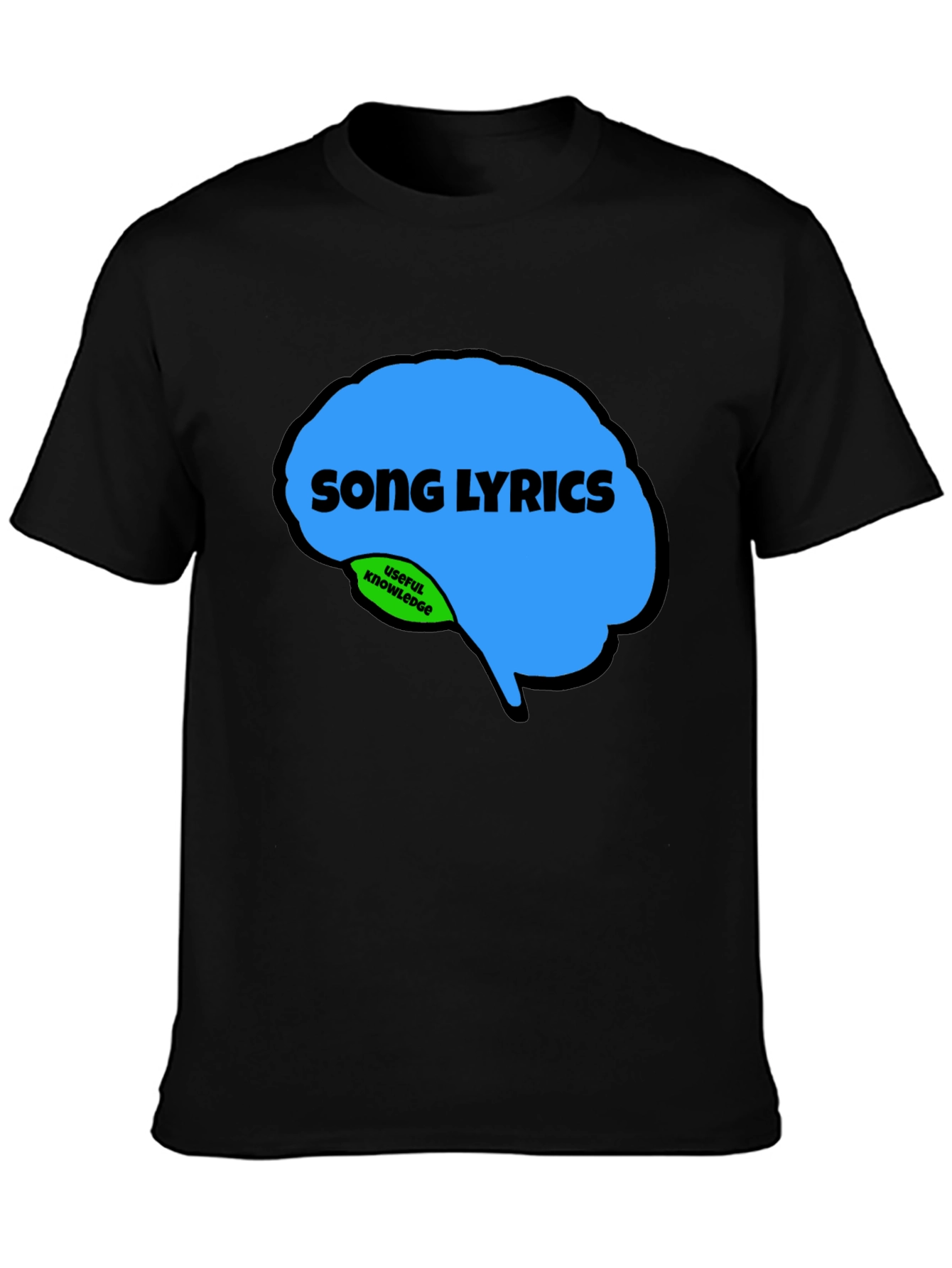 Black Song Lyrics Brain T-Shirt - Funny Music Lover Tee view 3