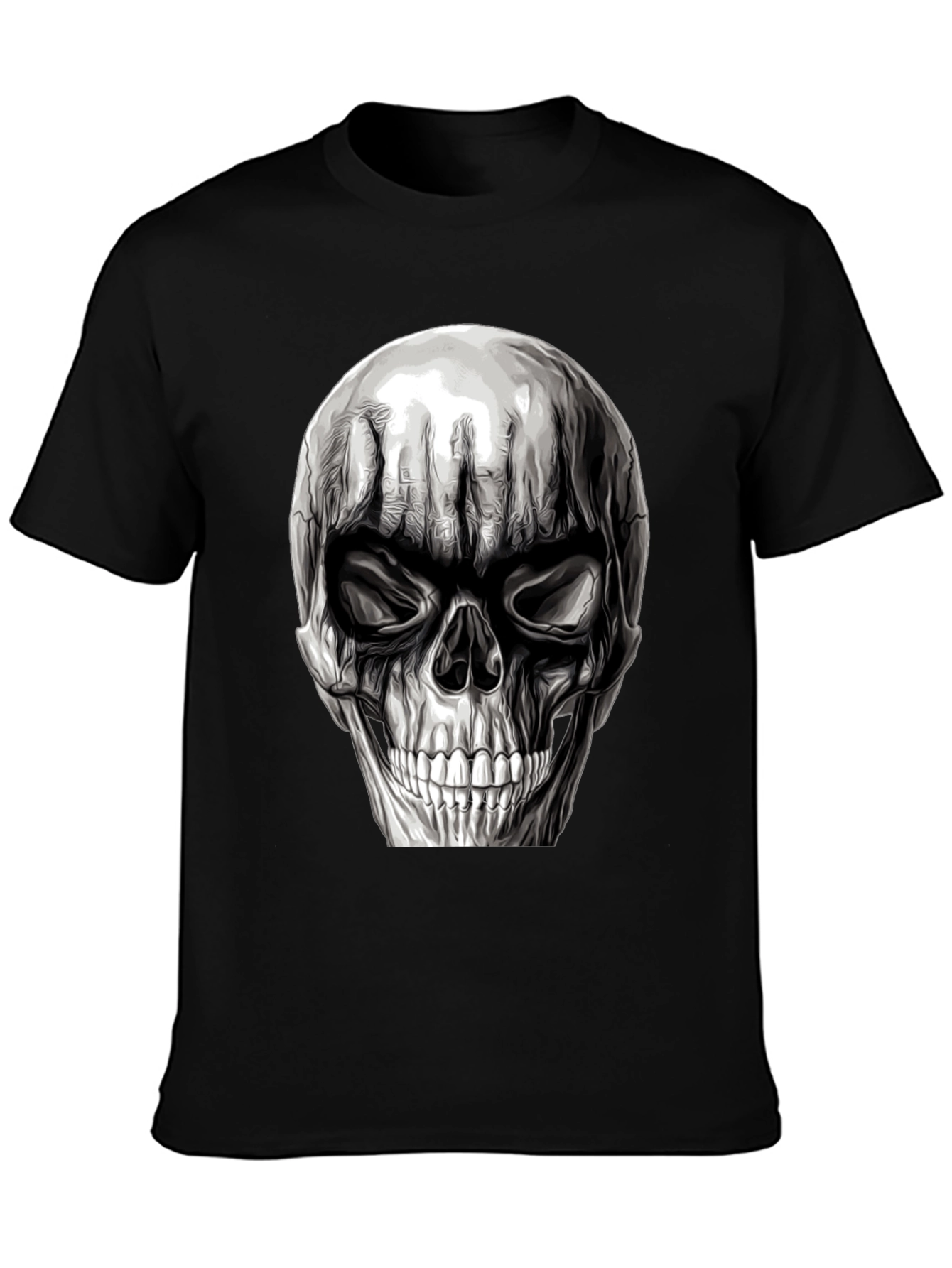 Black Skull Graphic T-Shirt - Men's Black Tee view 3