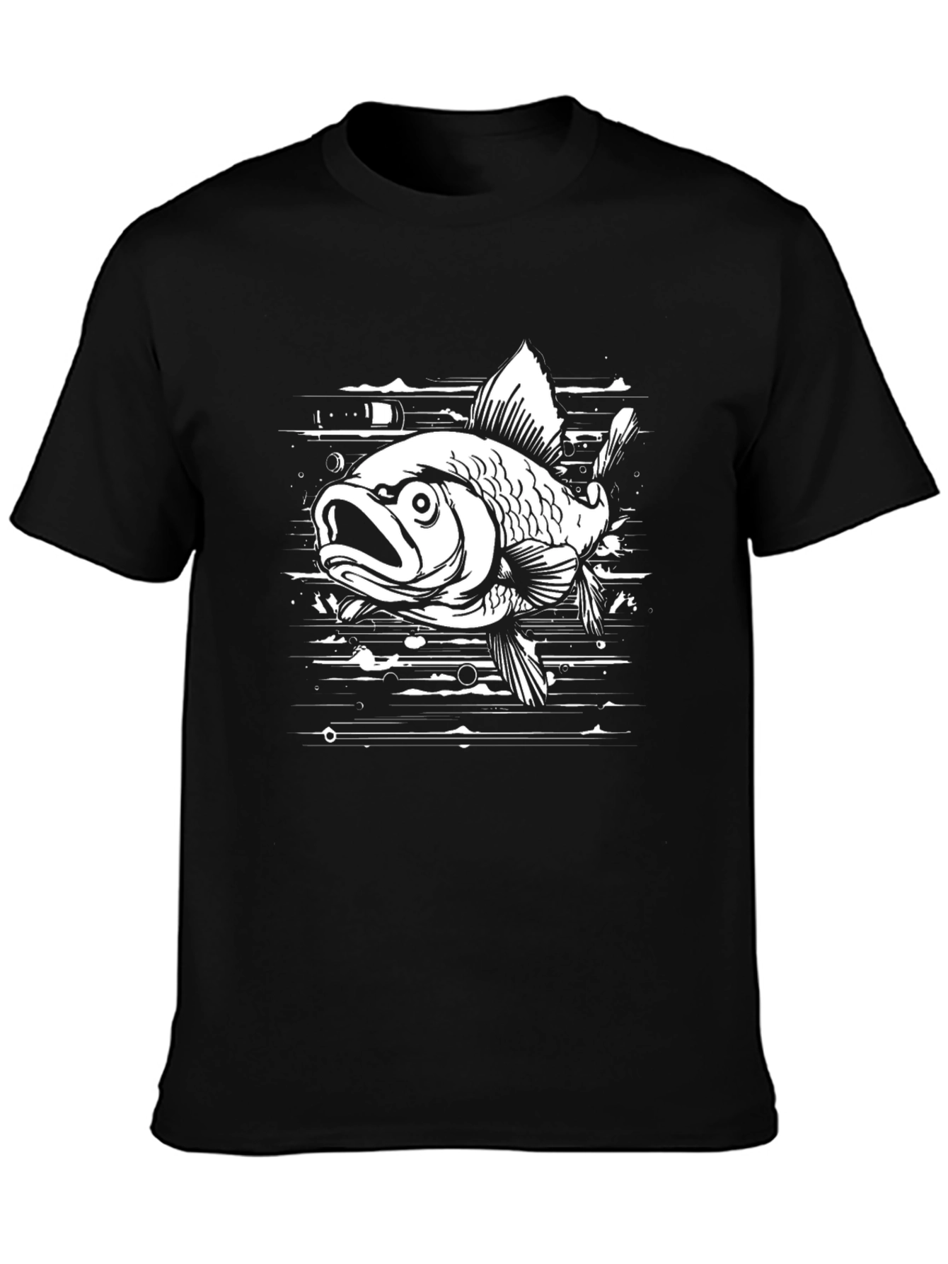 Black Fish Graphic Print Black T-Shirt view 3