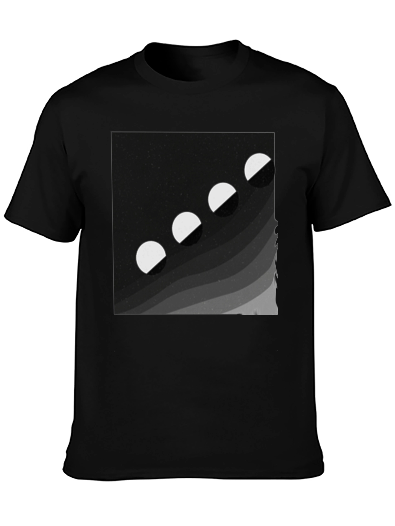 Black Lunar Phase Graphic Tee - Black Cotton Comfort view 3