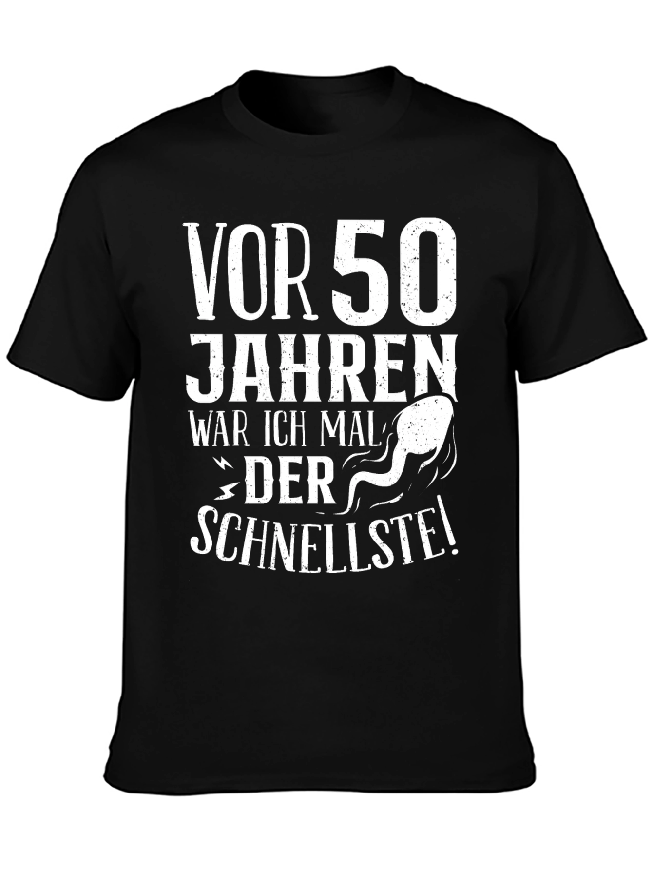 Black Funny 50th Birthday "Vor 50 Jahren" T-Shirt view 3