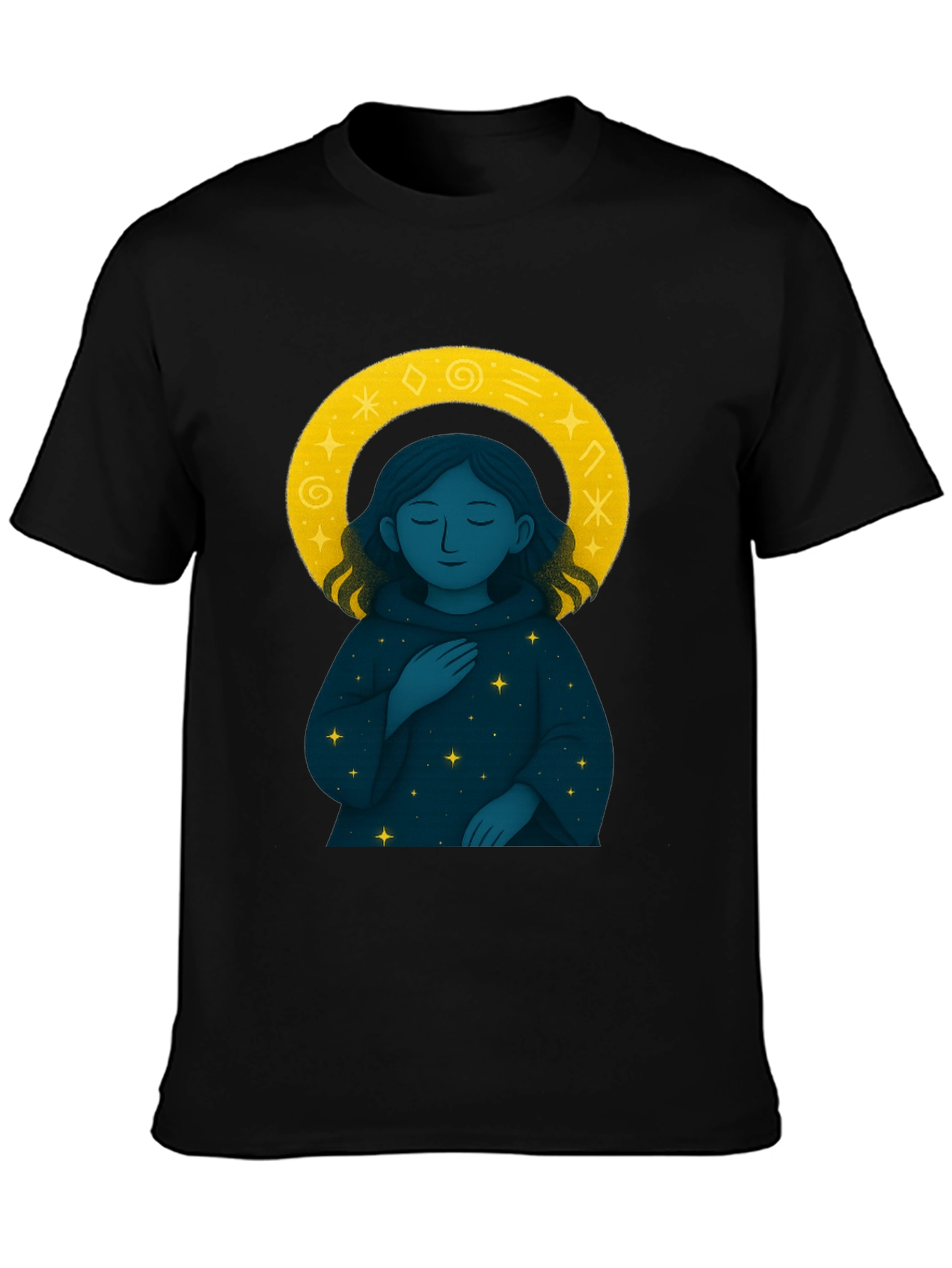 Black Celestial Starry Night Graphic Tee - Unisex Black T-Shirt view 3