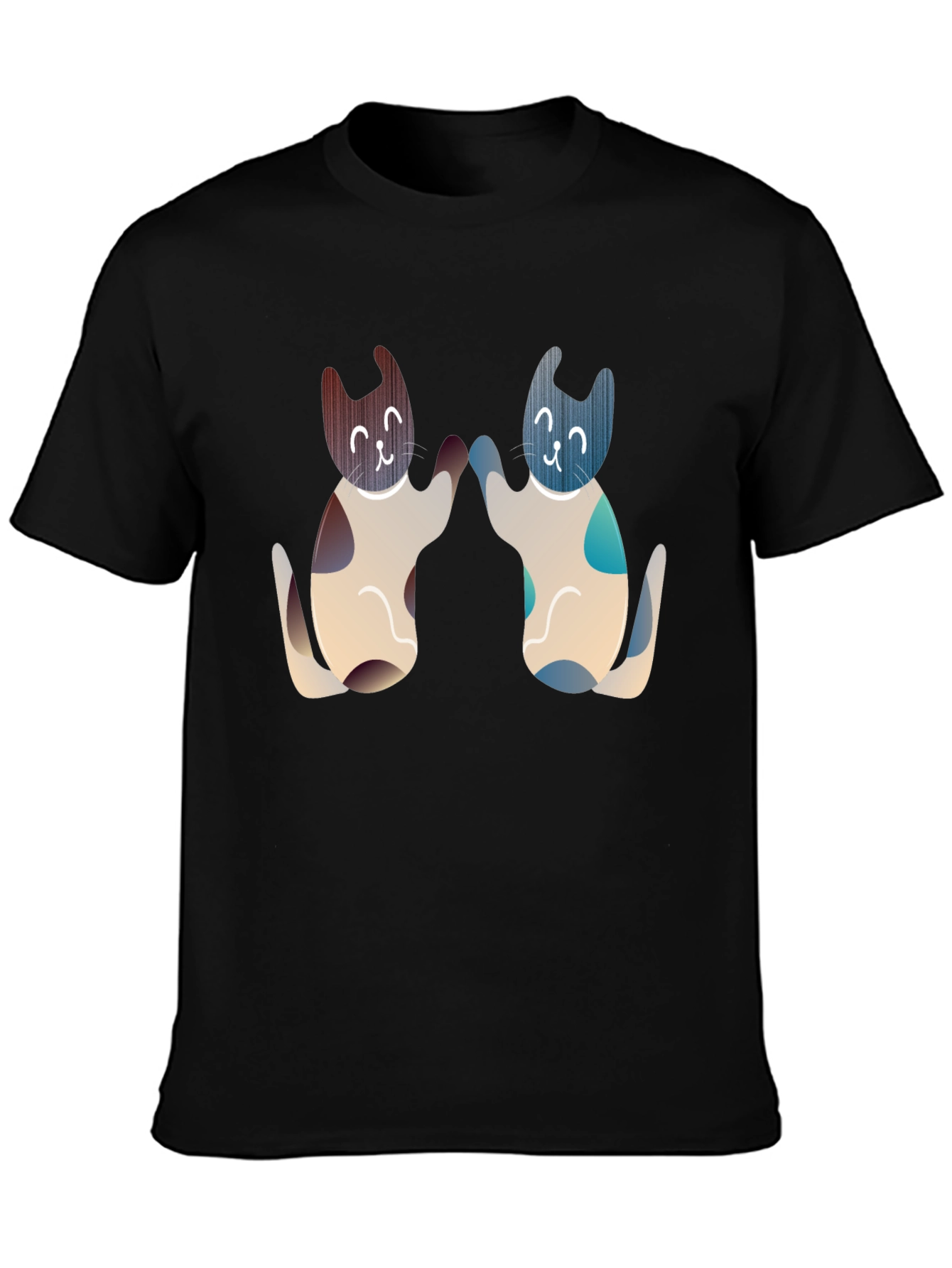 Black Cute Cats High Five Graphic Tee - Black view 3