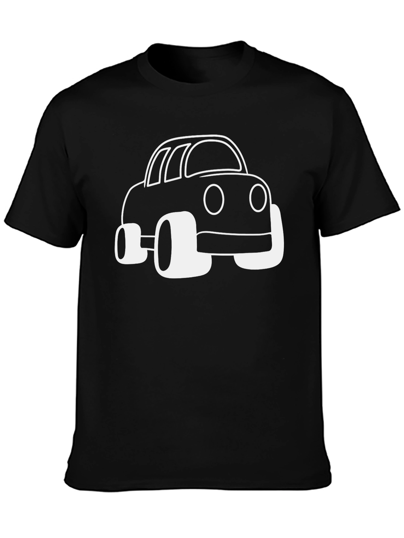 Black Cartoon Car Graphic Tee - Black Unisex Shirt view 3