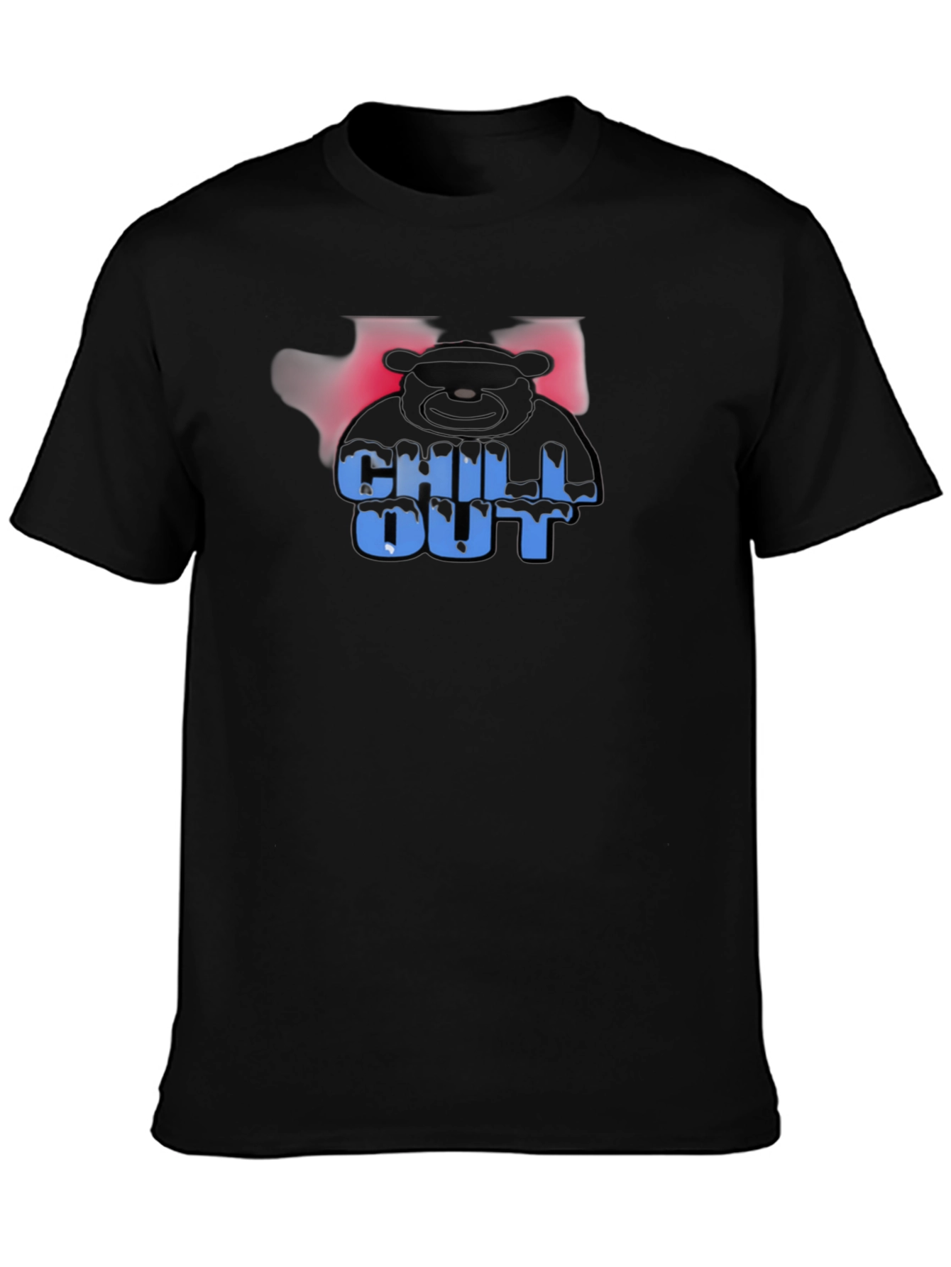Black Chill Out Bear Graphic Black T-Shirt view 3