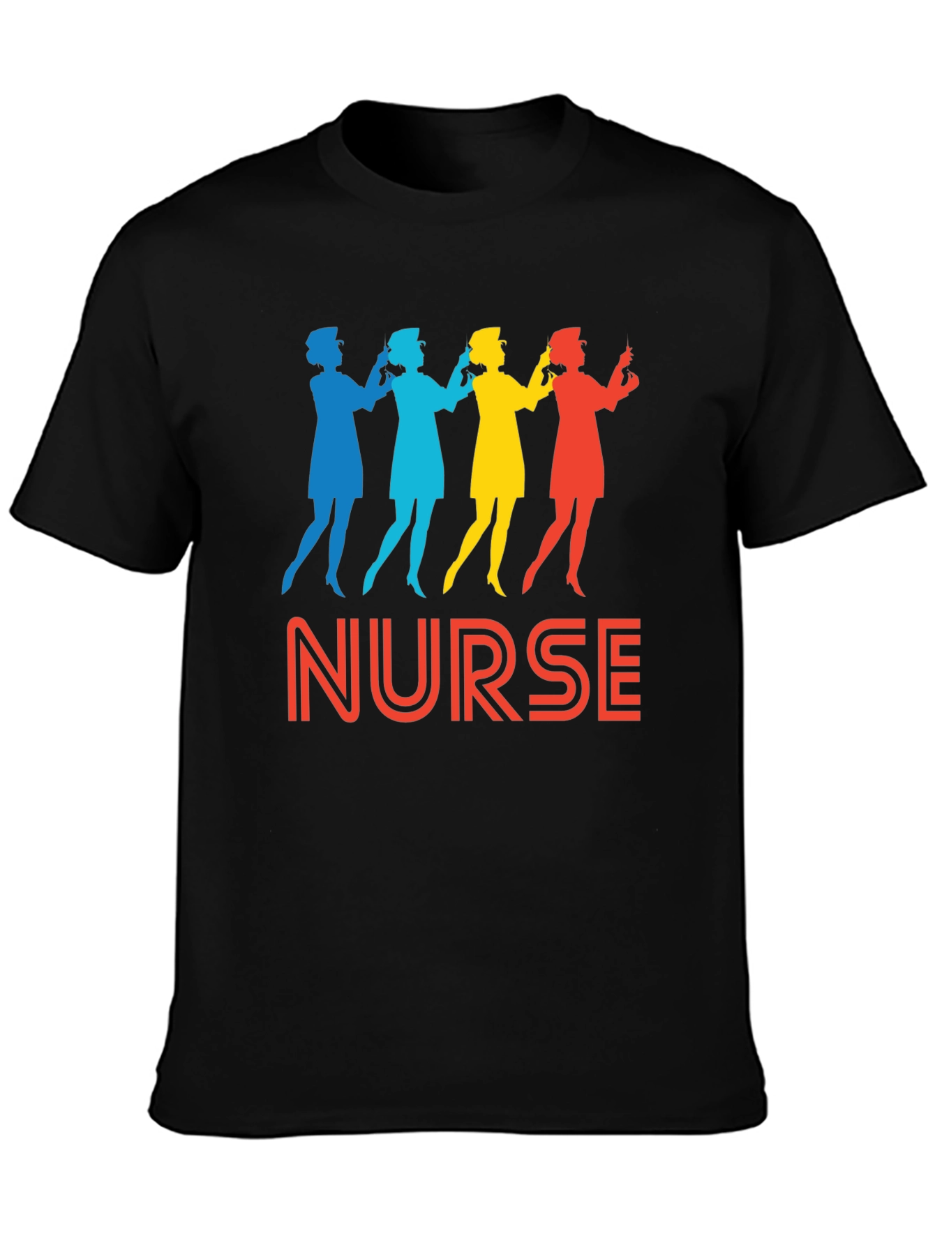 Black Nurse Silhouette Graphic Tee - Retro Style view 3