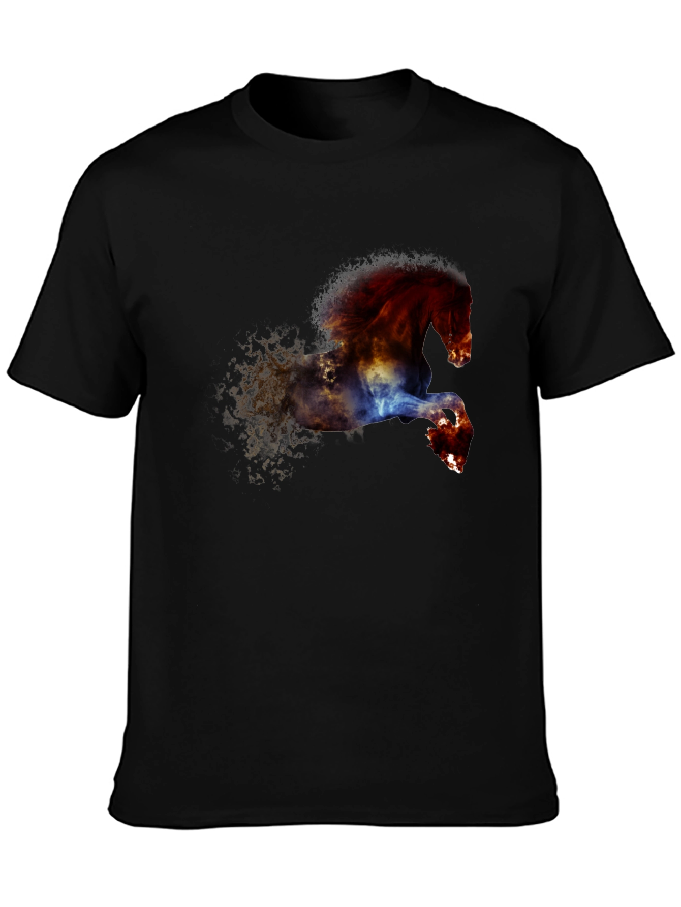 Black Fiery Horse Graphic Tee - Black Cotton Blend view 3