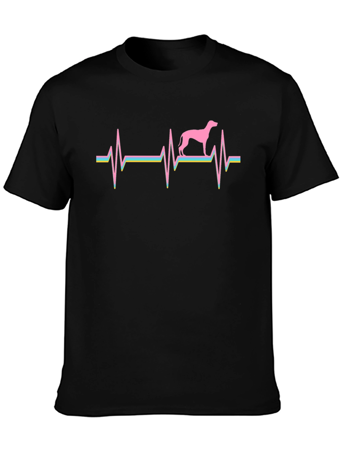 Black Dog Breed Heartbeat T-Shirt - Black view 3