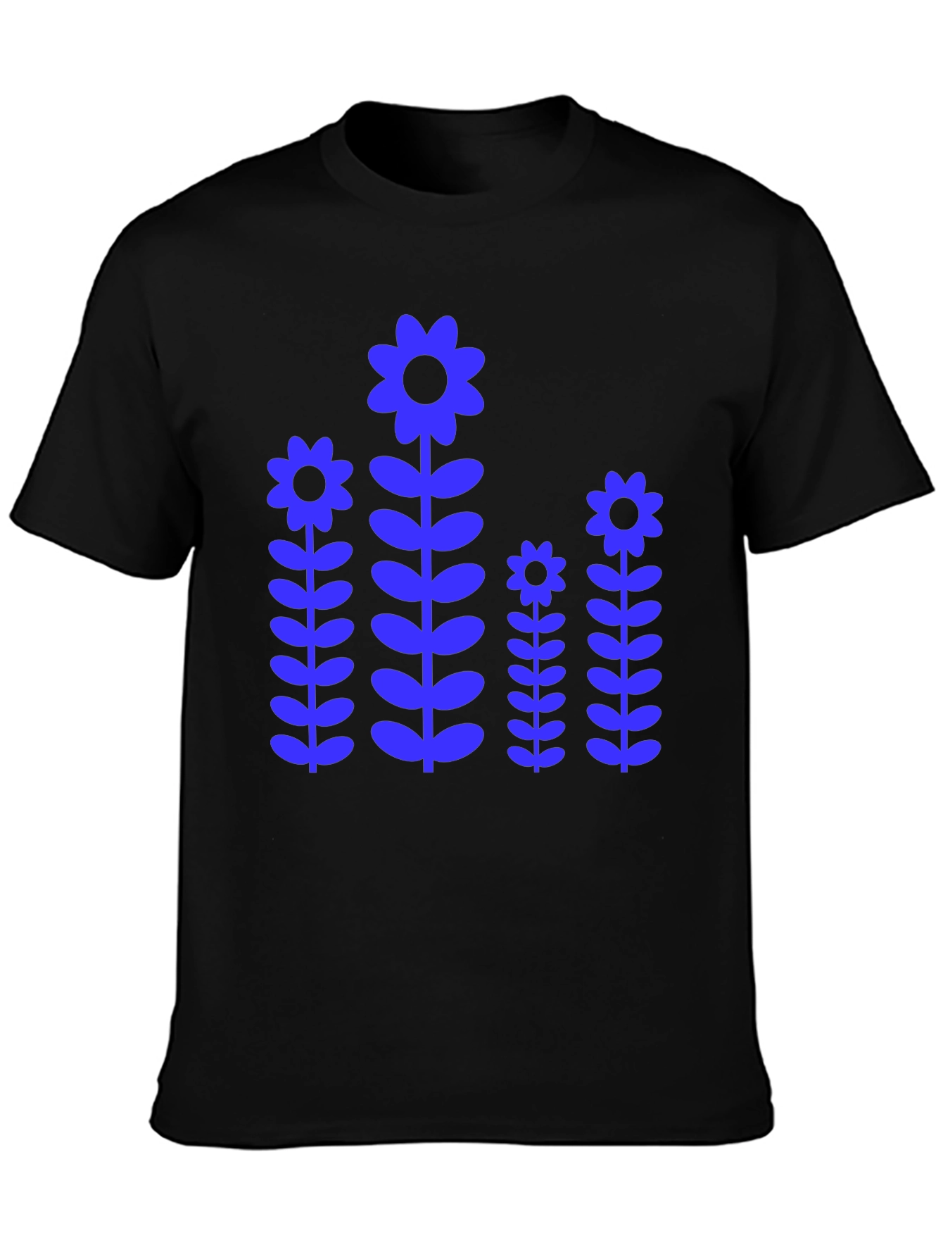 Black Blue Flower Power Graphic T-Shirt view 3