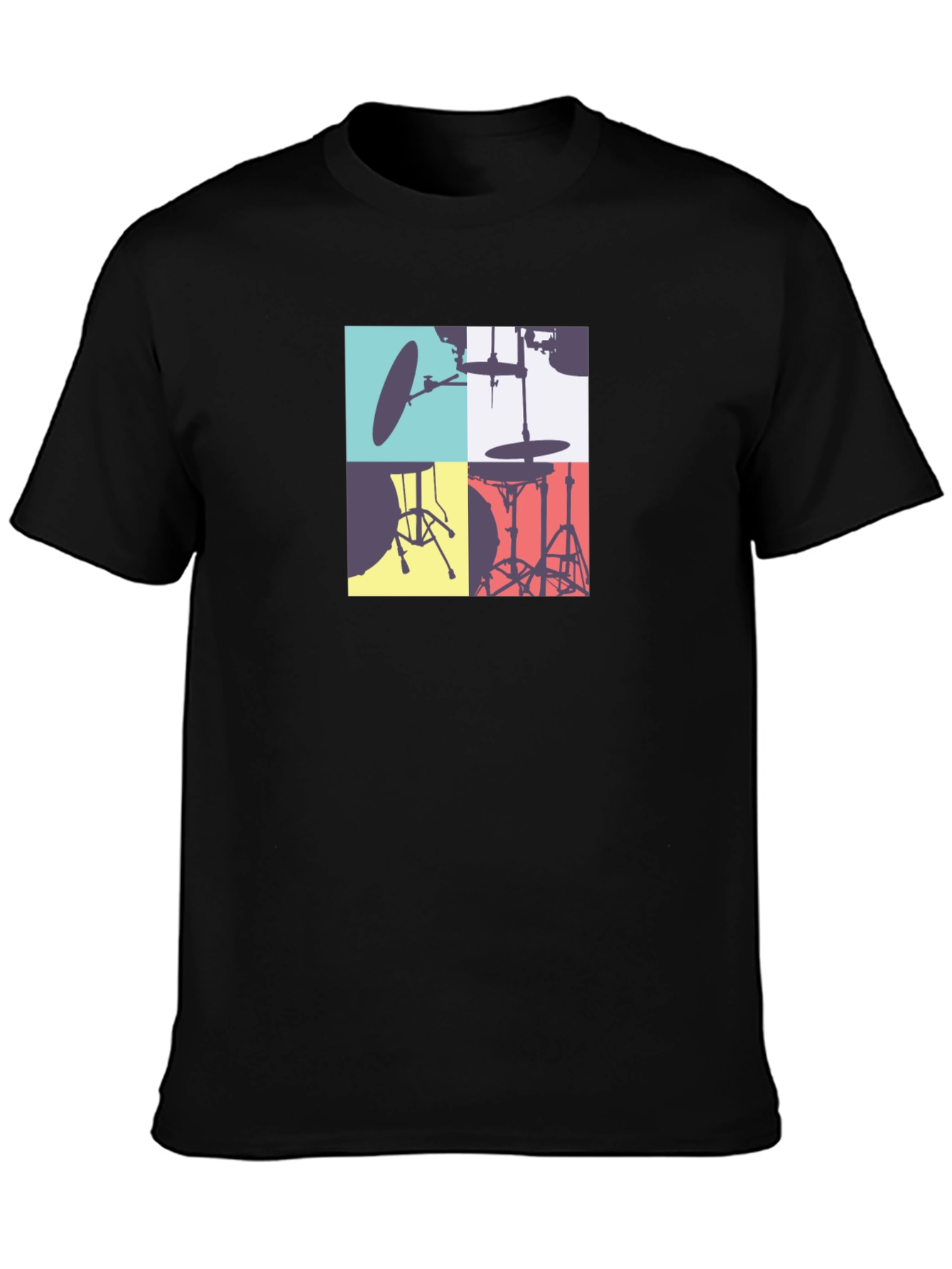 Black Drum Kit Graphic Tee - Stylish Music Lover T-Shirt view 3