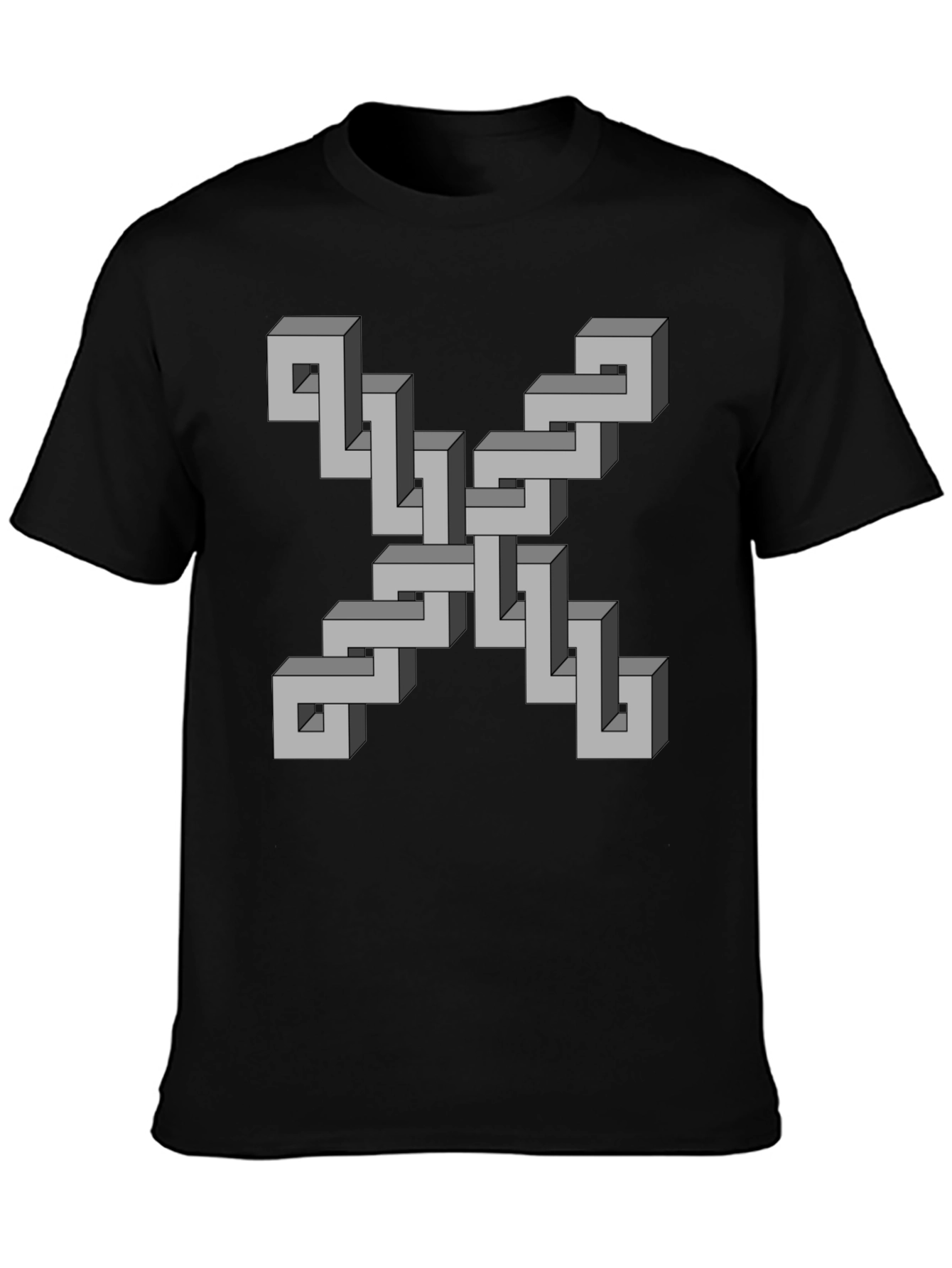 Black Optical Illusion Geometric T-Shirt view 3