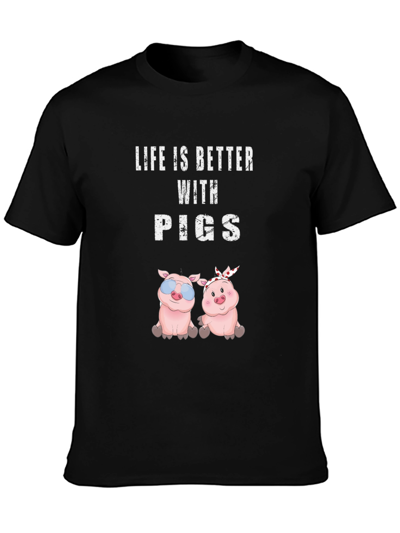 Black Life is Better with Pigs T-Shirt view 3
