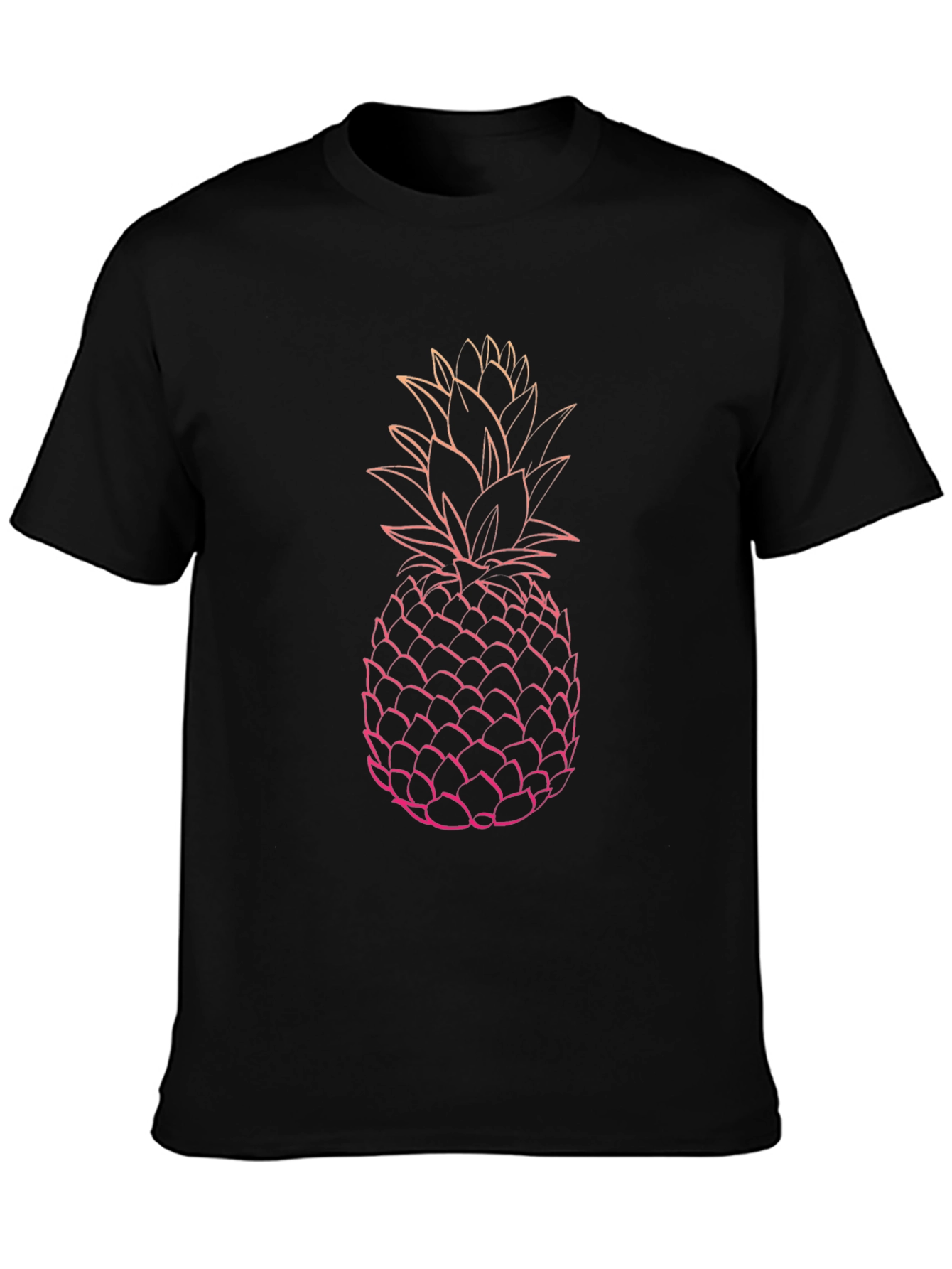 Black Pineapple Graphic Tee - Black Cotton T-Shirt view 3