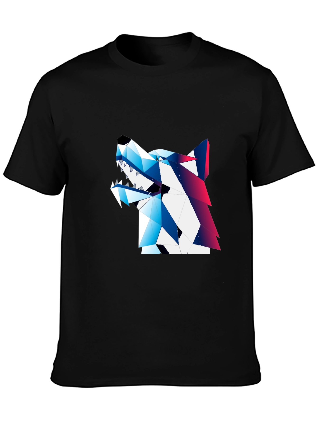 Black Geometric Wolf Graphic Tee - Modern Streetwear view 3
