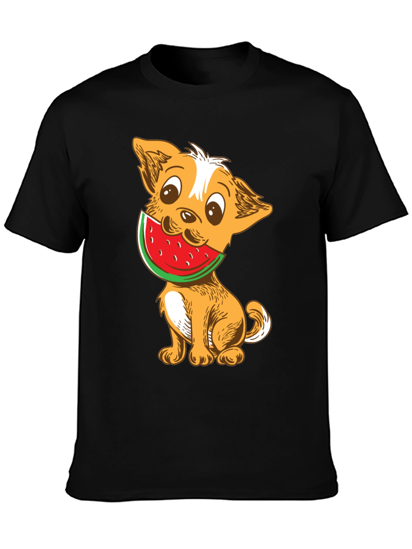 Black Dog with Watermelon Graphic T-Shirt view 3