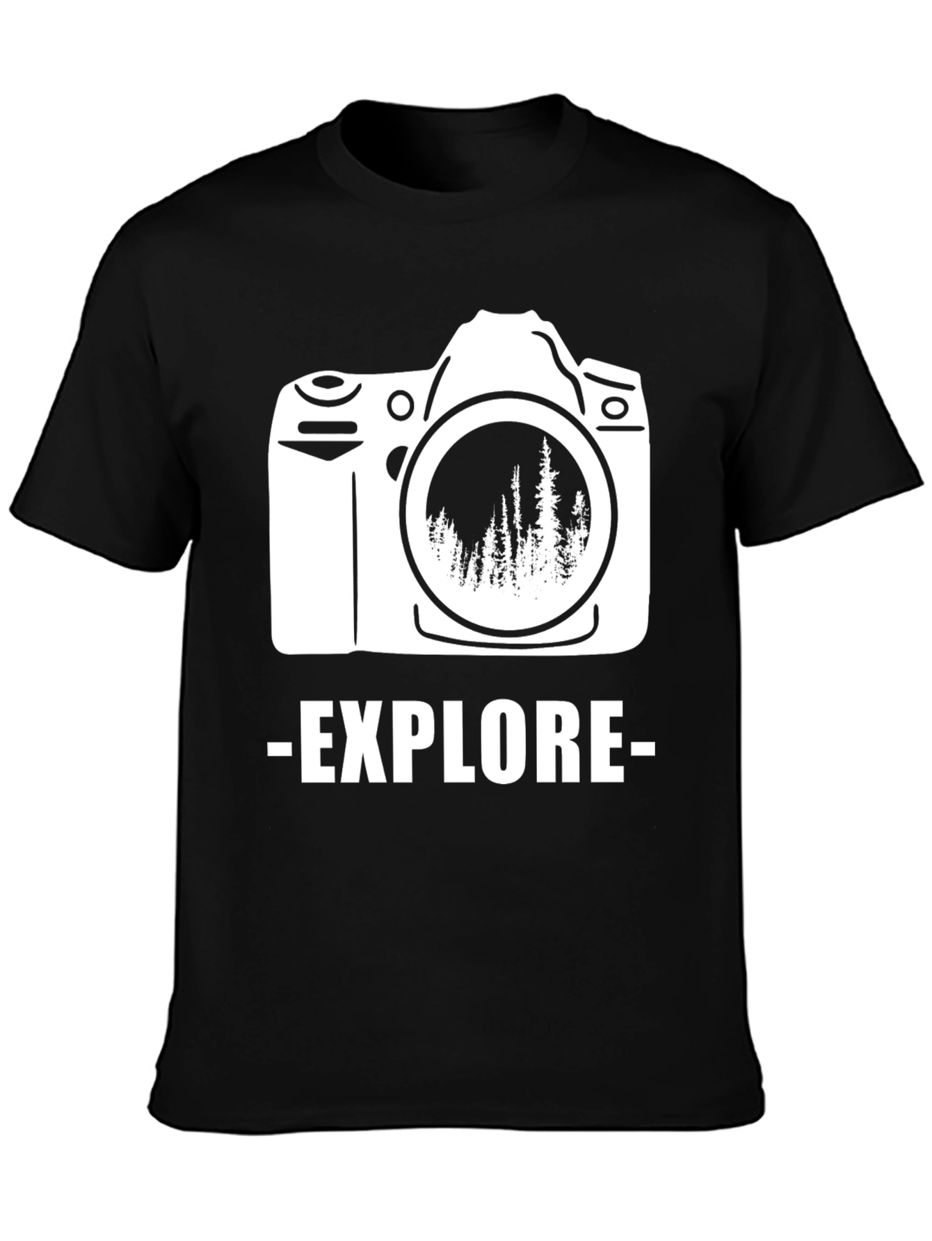 Black Explore Outdoors T-Shirt - Camera Design view 3