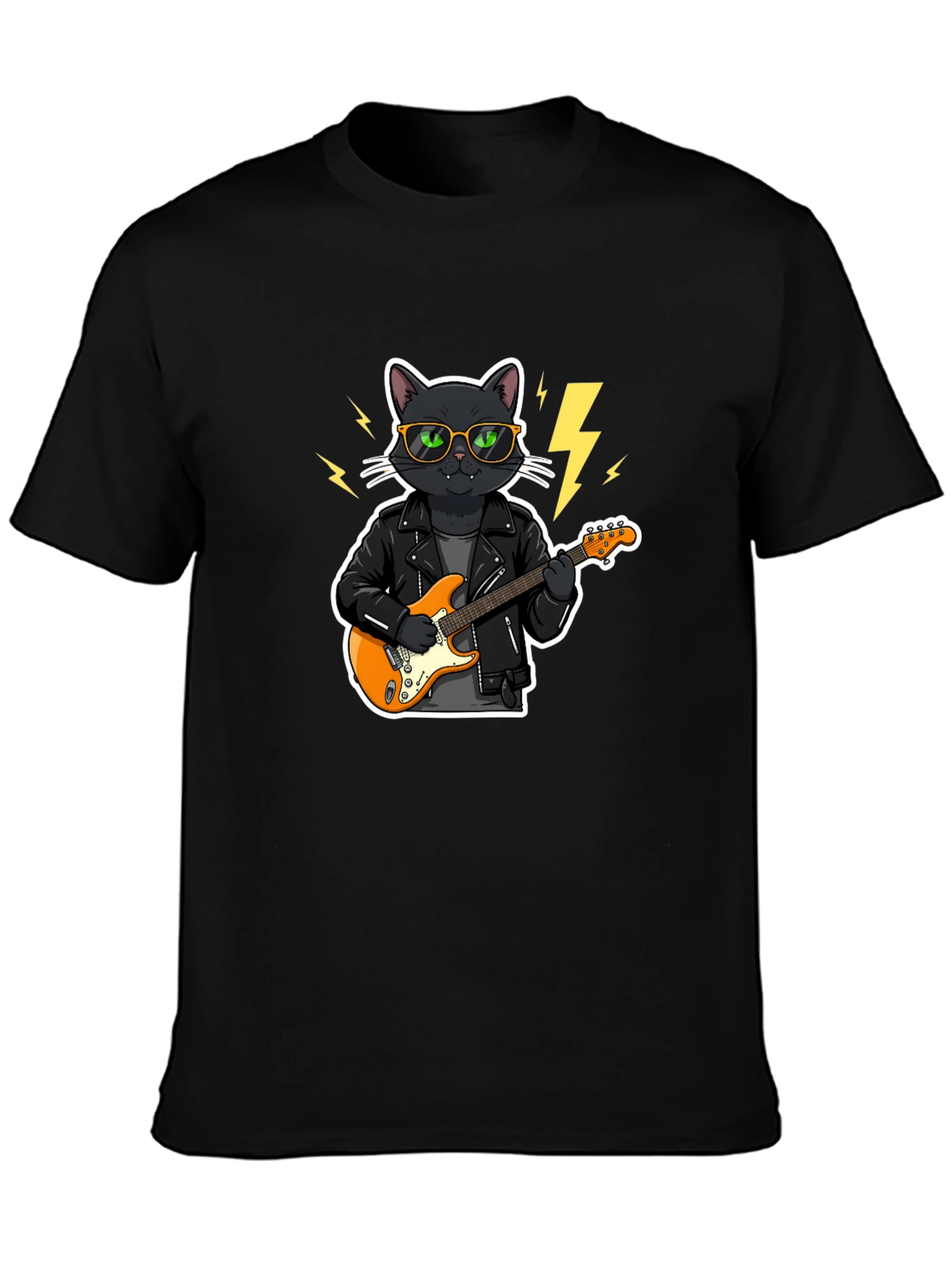 Black Cool Cat Rocker T-Shirt - Black view 3