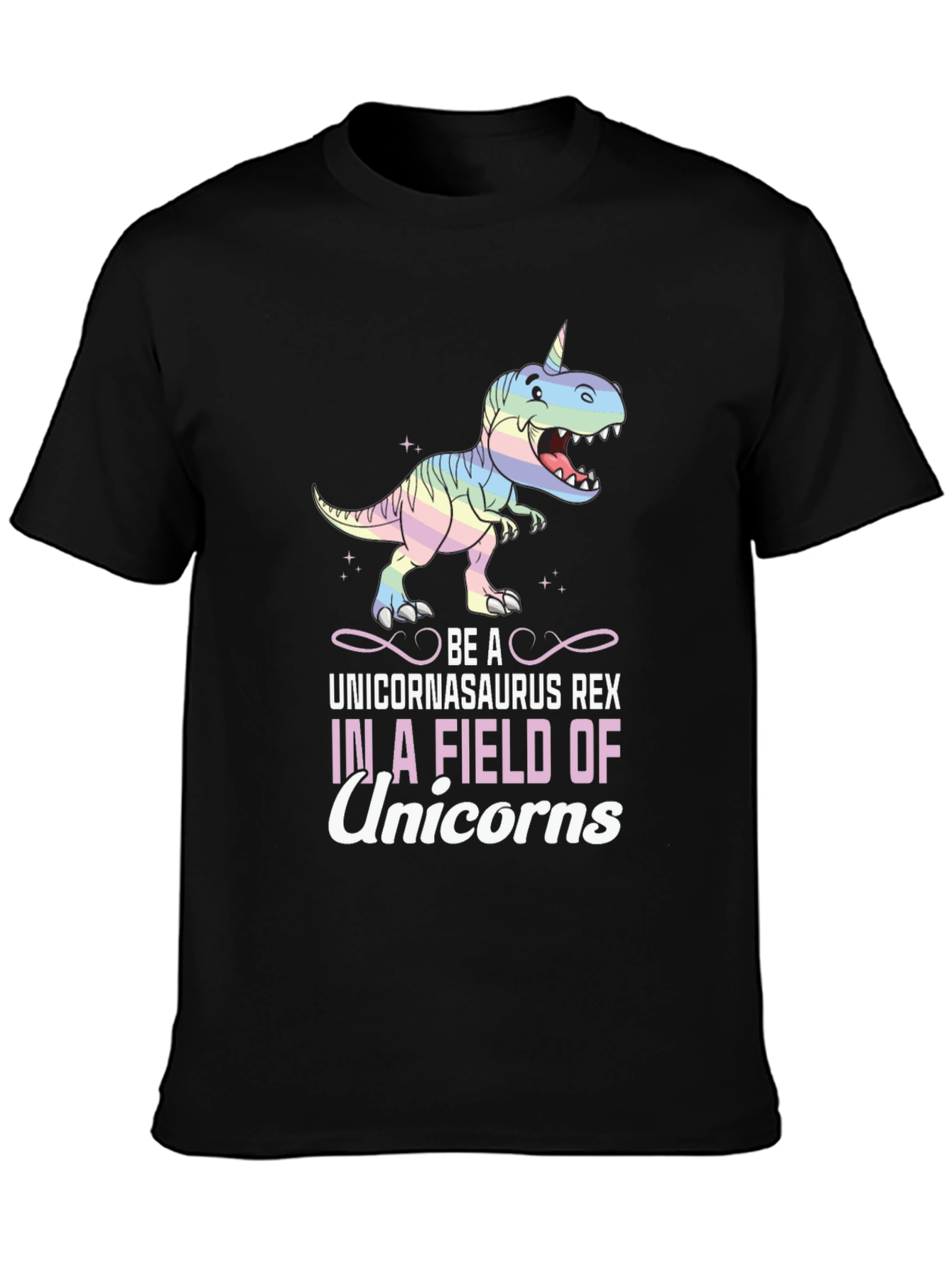 Black Unicornasaurus Rex Graphic T-Shirt view 3