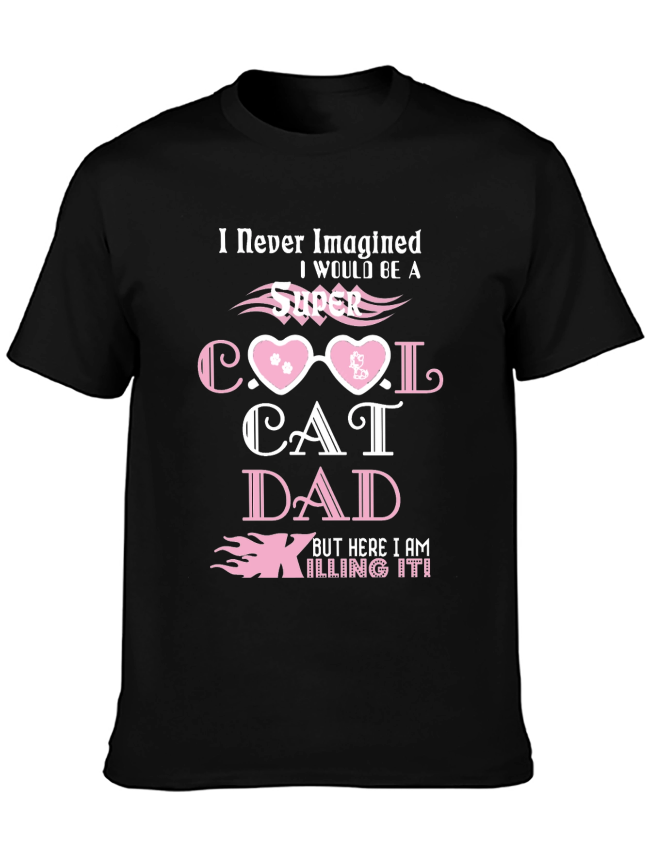 Black Super Cool Cat Dad T-Shirt view 3