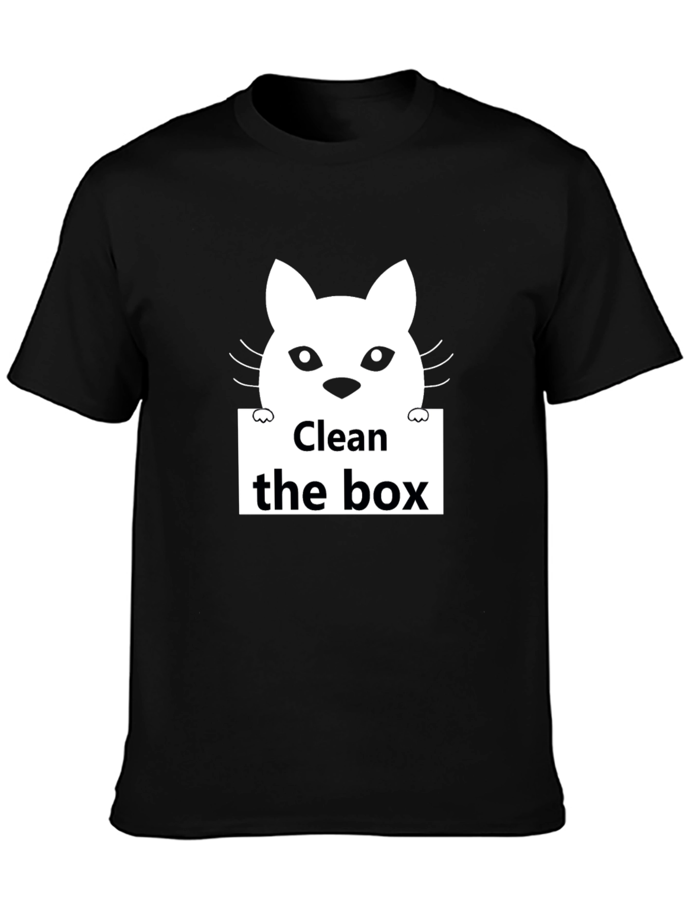 Black Clean the Box Cat Graphic Black T-Shirt view 3