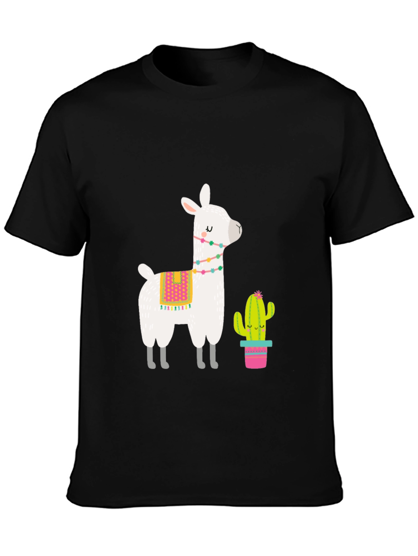 Black Llama & Cactus Graphic Tee - Black view 3