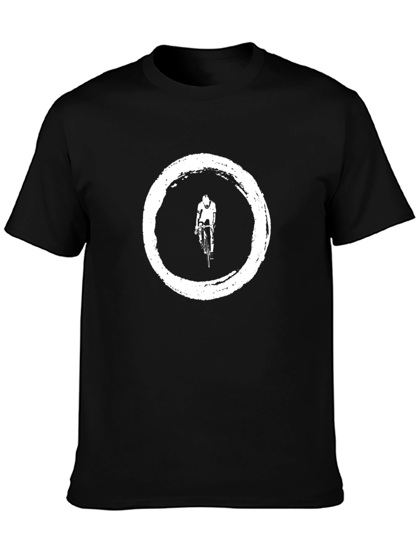 Black Zen Cyclist T-Shirt: Distressed Circle Bike Graphic Tee view 3