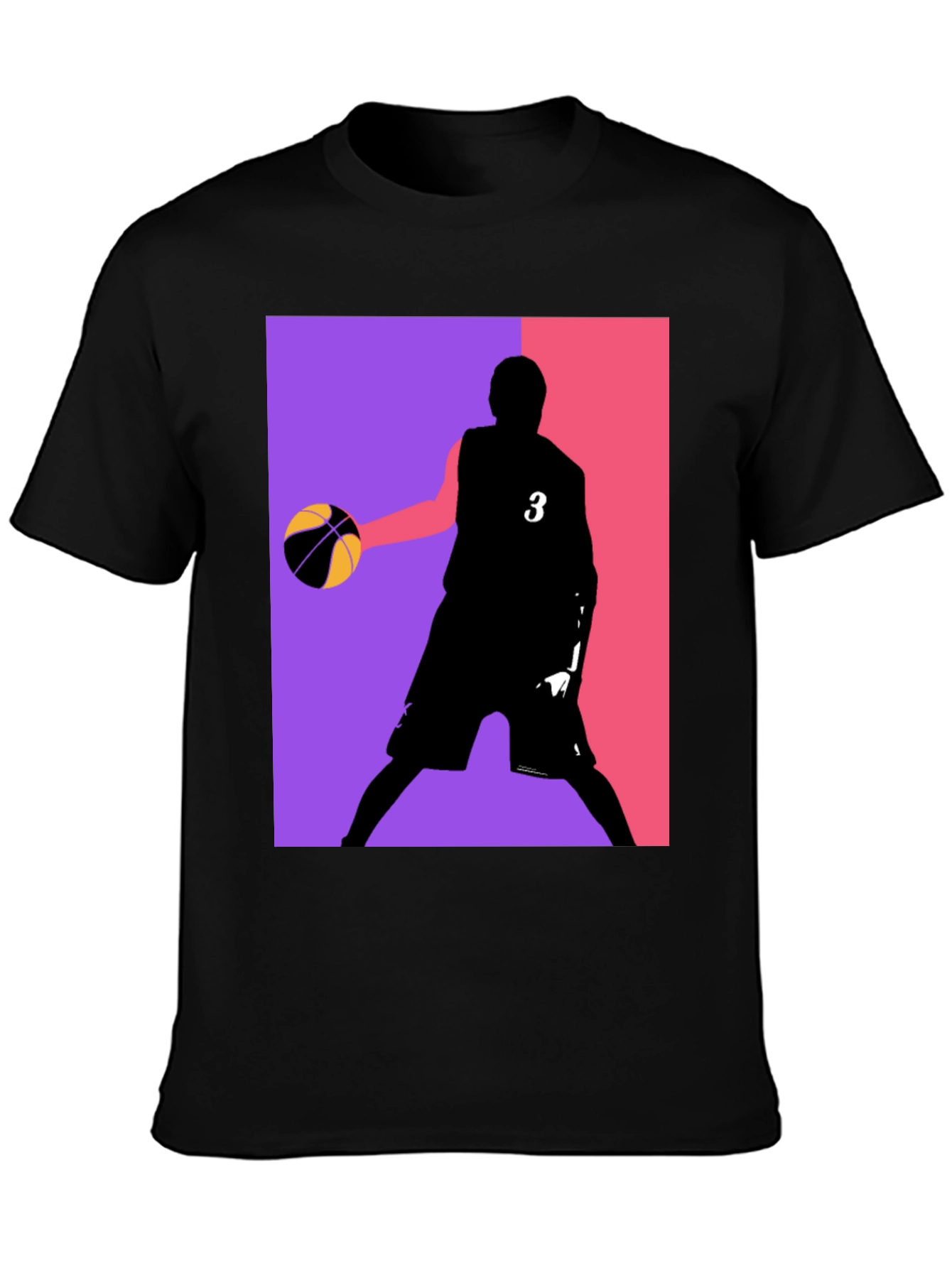 Black Basketball Player Graphic Tee - Black Cotton Blend view 3