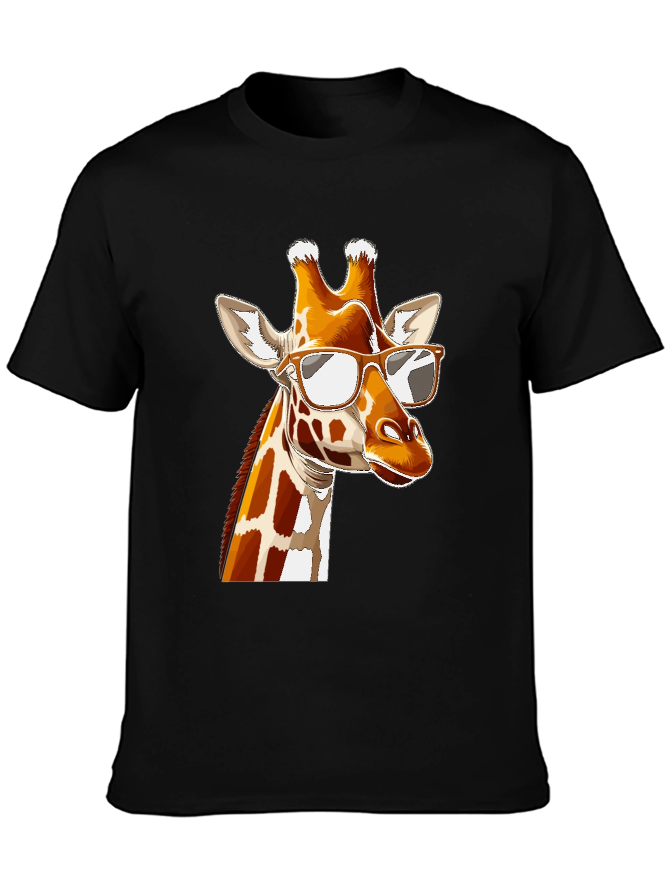 Black Cool Giraffe Graphic Tee - Black Cotton T-Shirt view 3