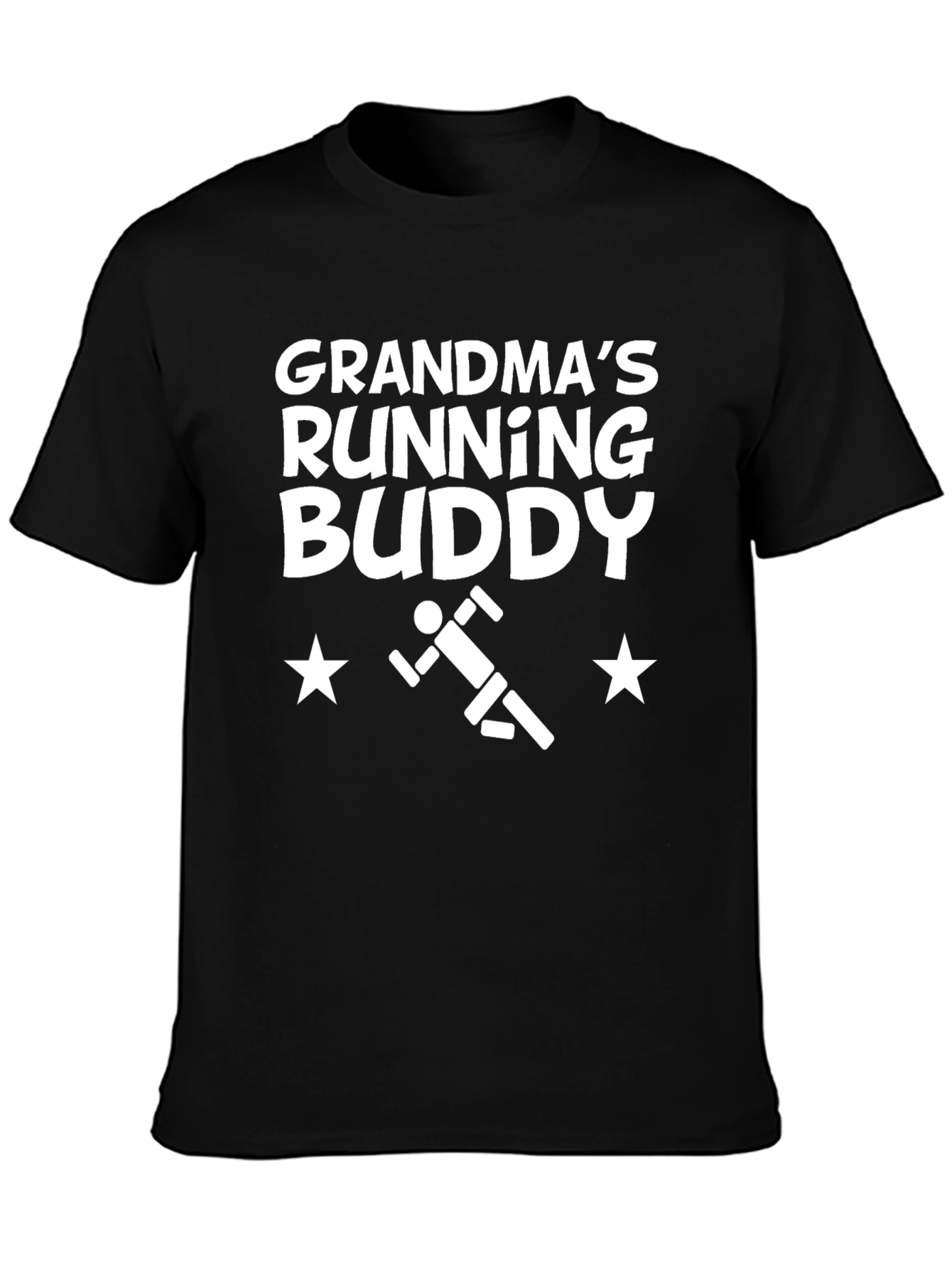 Black Grandma's Running Buddy Black T-Shirt view 3